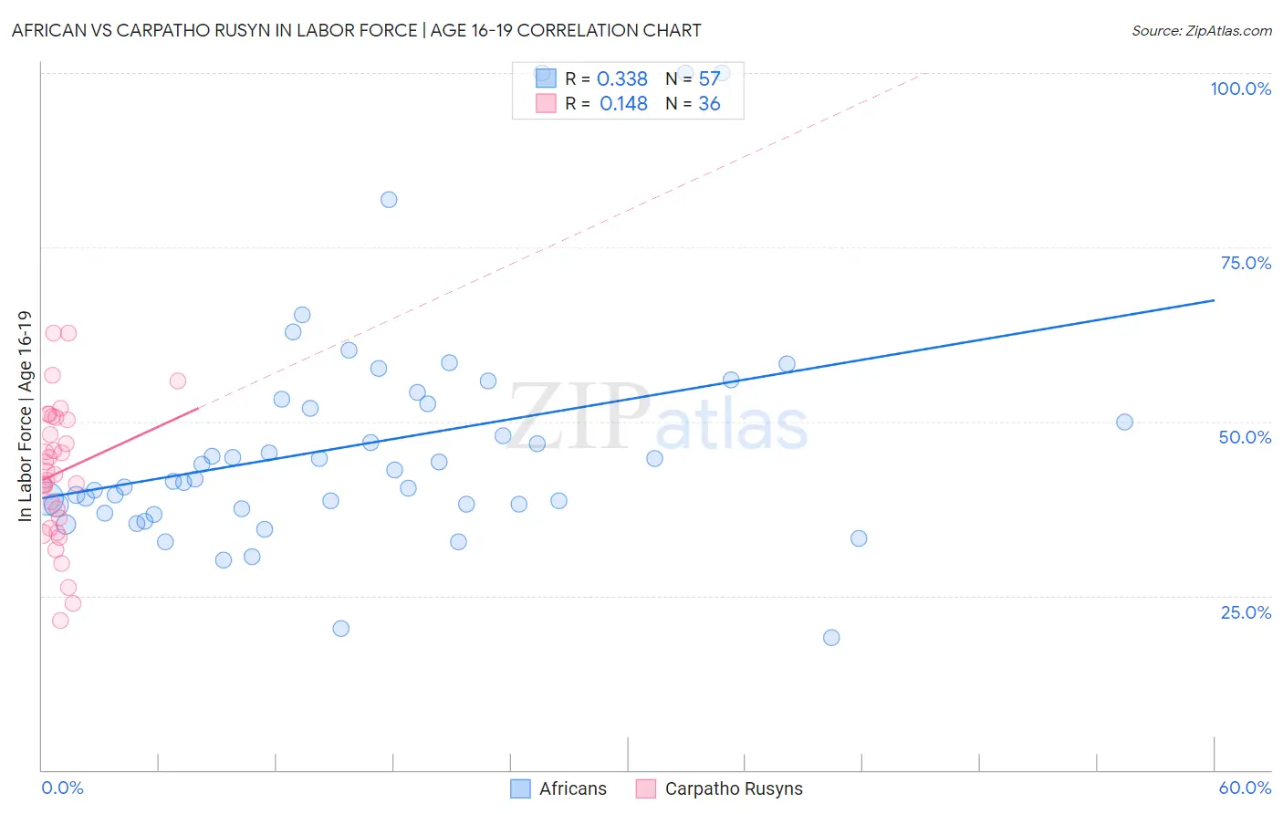 African vs Carpatho Rusyn In Labor Force | Age 16-19