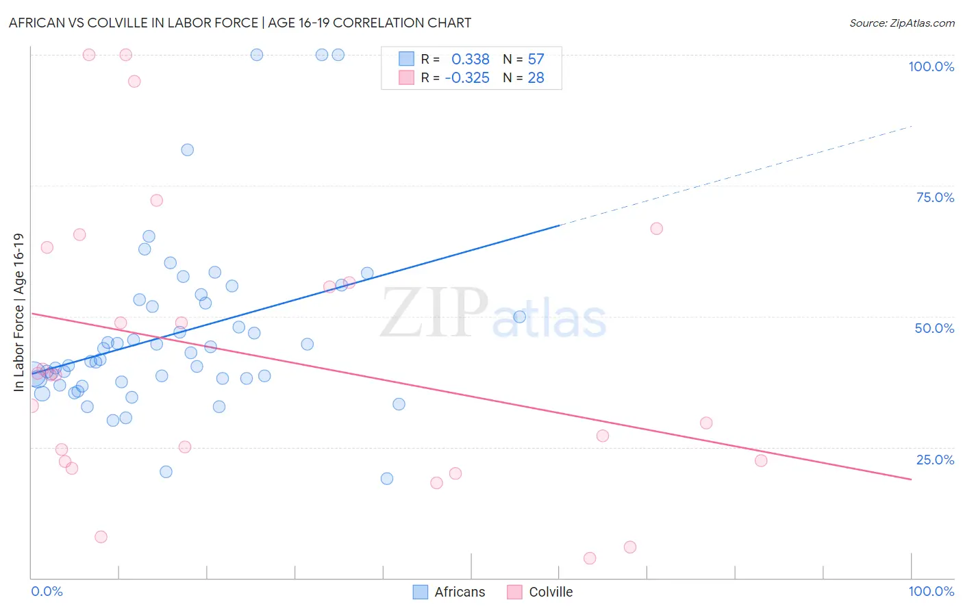 African vs Colville In Labor Force | Age 16-19