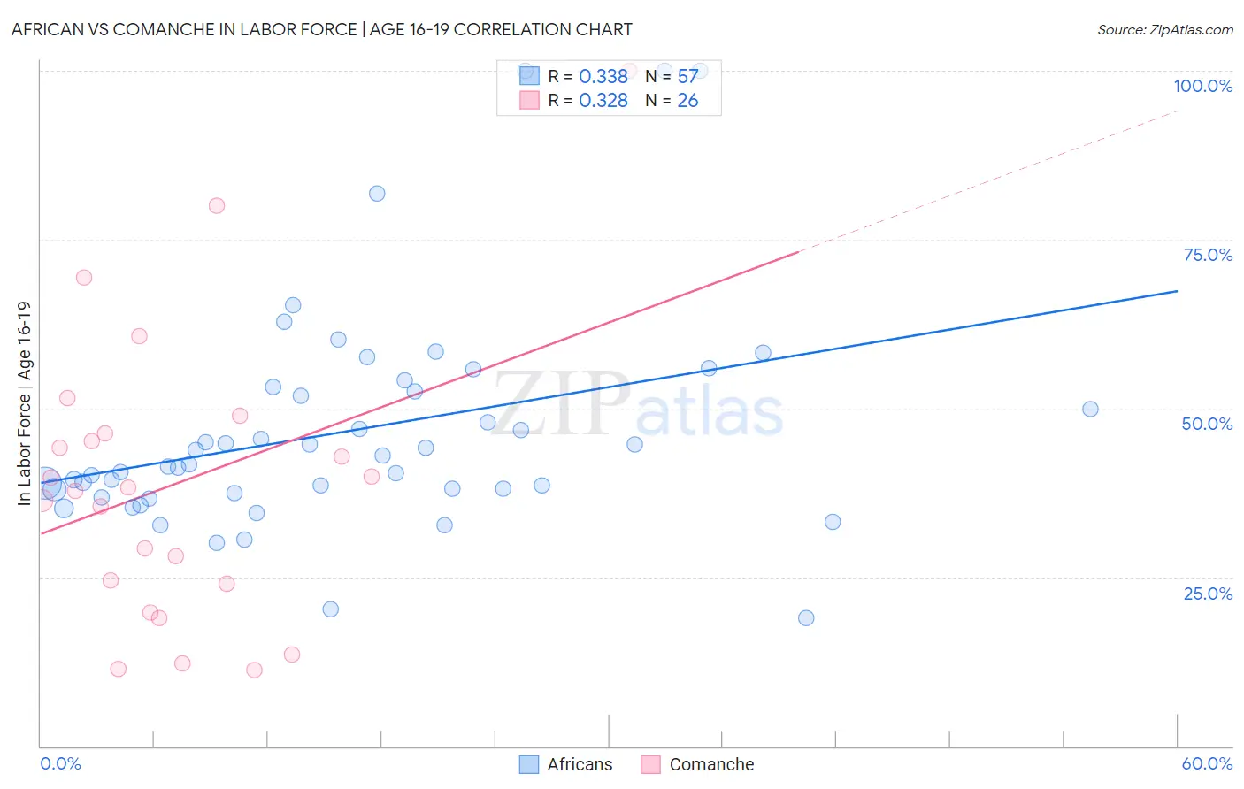 African vs Comanche In Labor Force | Age 16-19