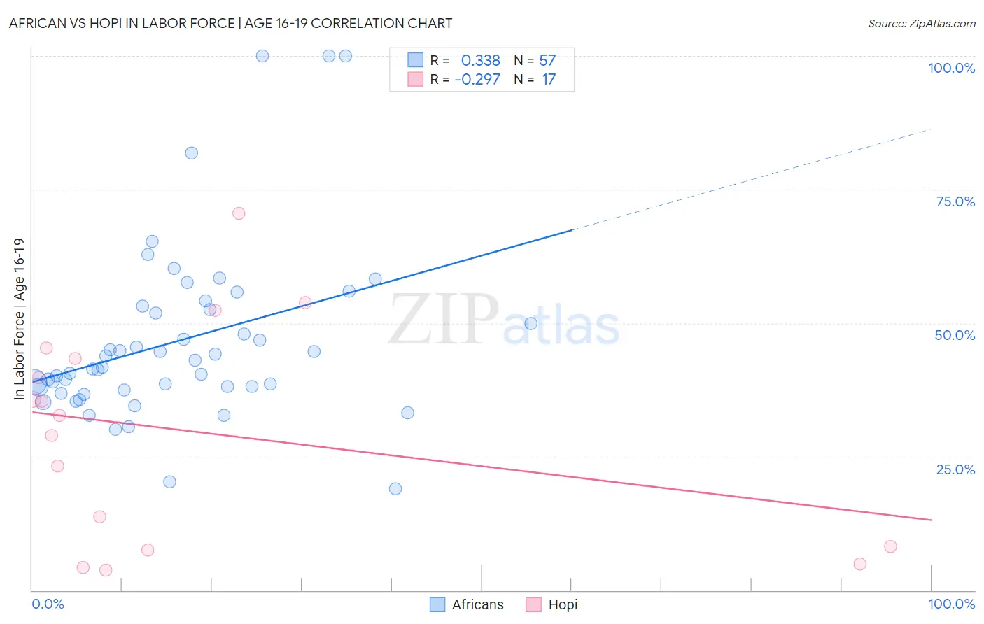 African vs Hopi In Labor Force | Age 16-19