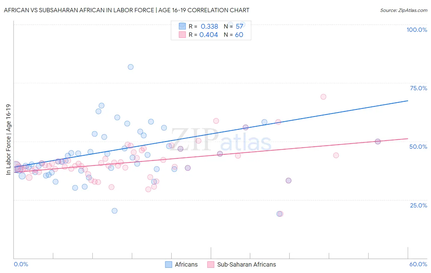 African vs Subsaharan African In Labor Force | Age 16-19