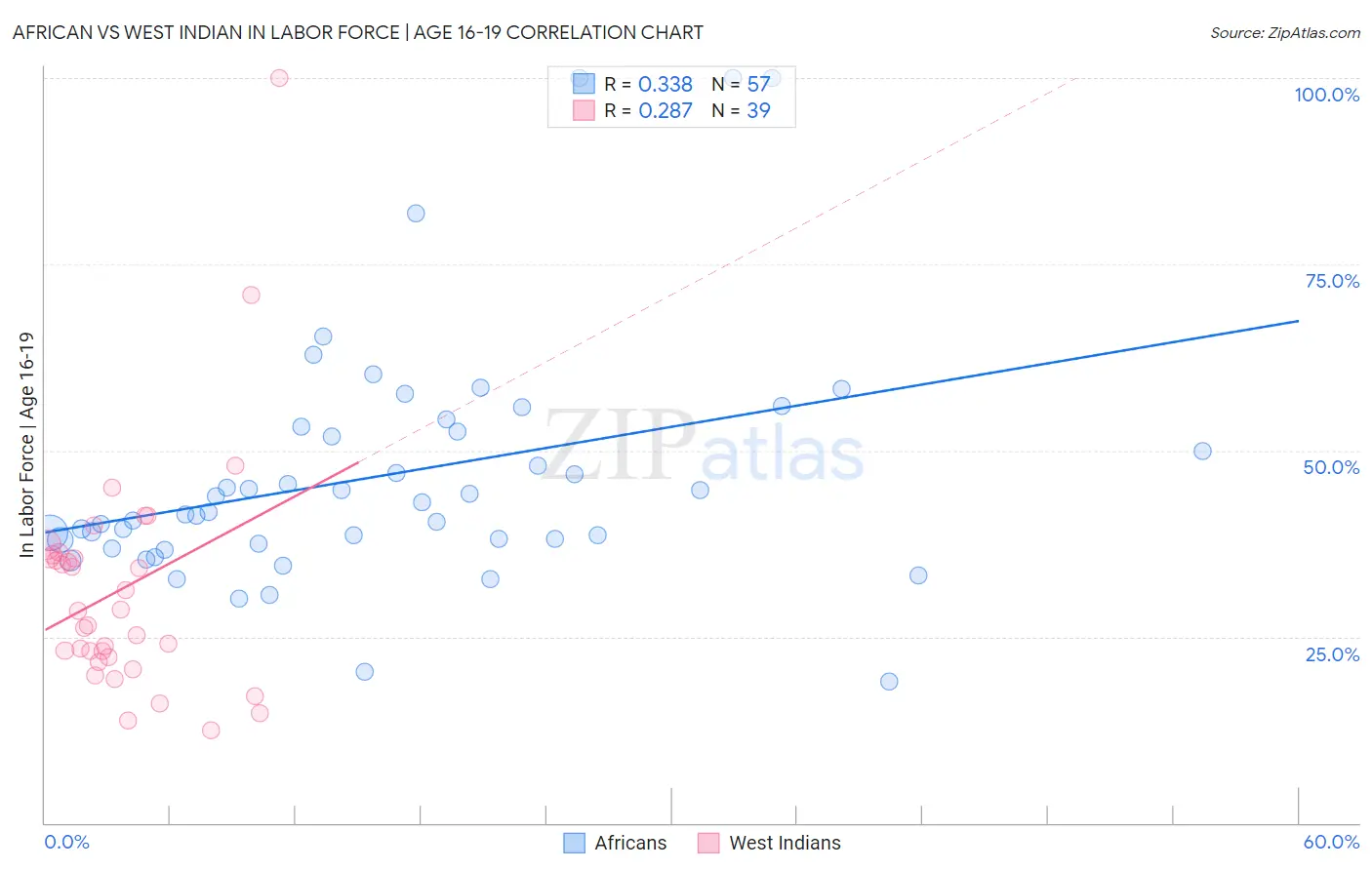 African vs West Indian In Labor Force | Age 16-19