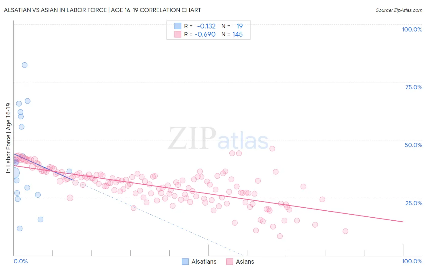 Alsatian vs Asian In Labor Force | Age 16-19