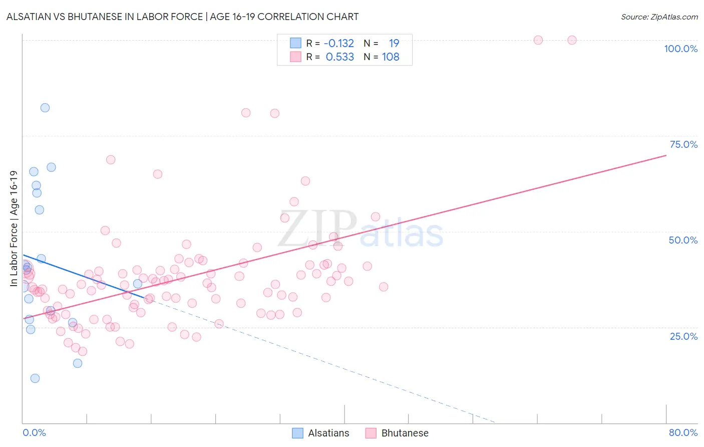 Alsatian vs Bhutanese In Labor Force | Age 16-19