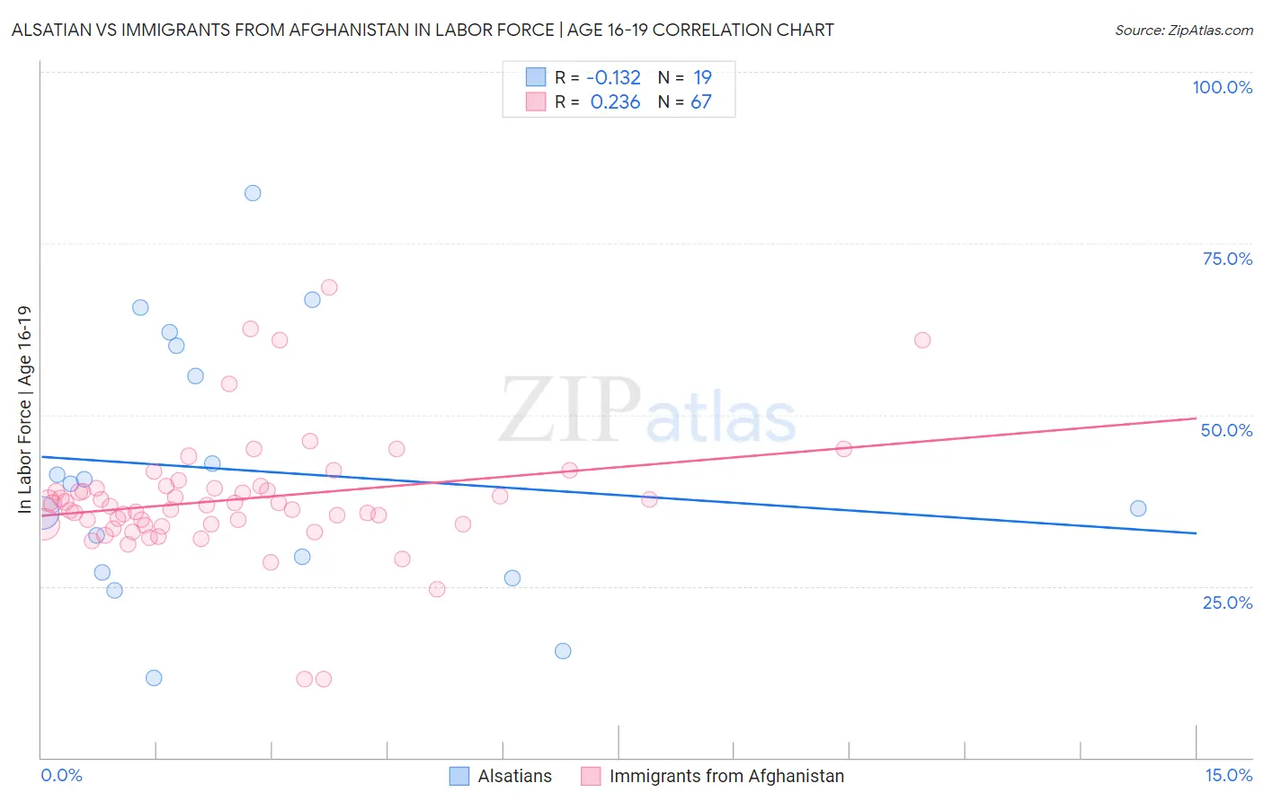 Alsatian vs Immigrants from Afghanistan In Labor Force | Age 16-19