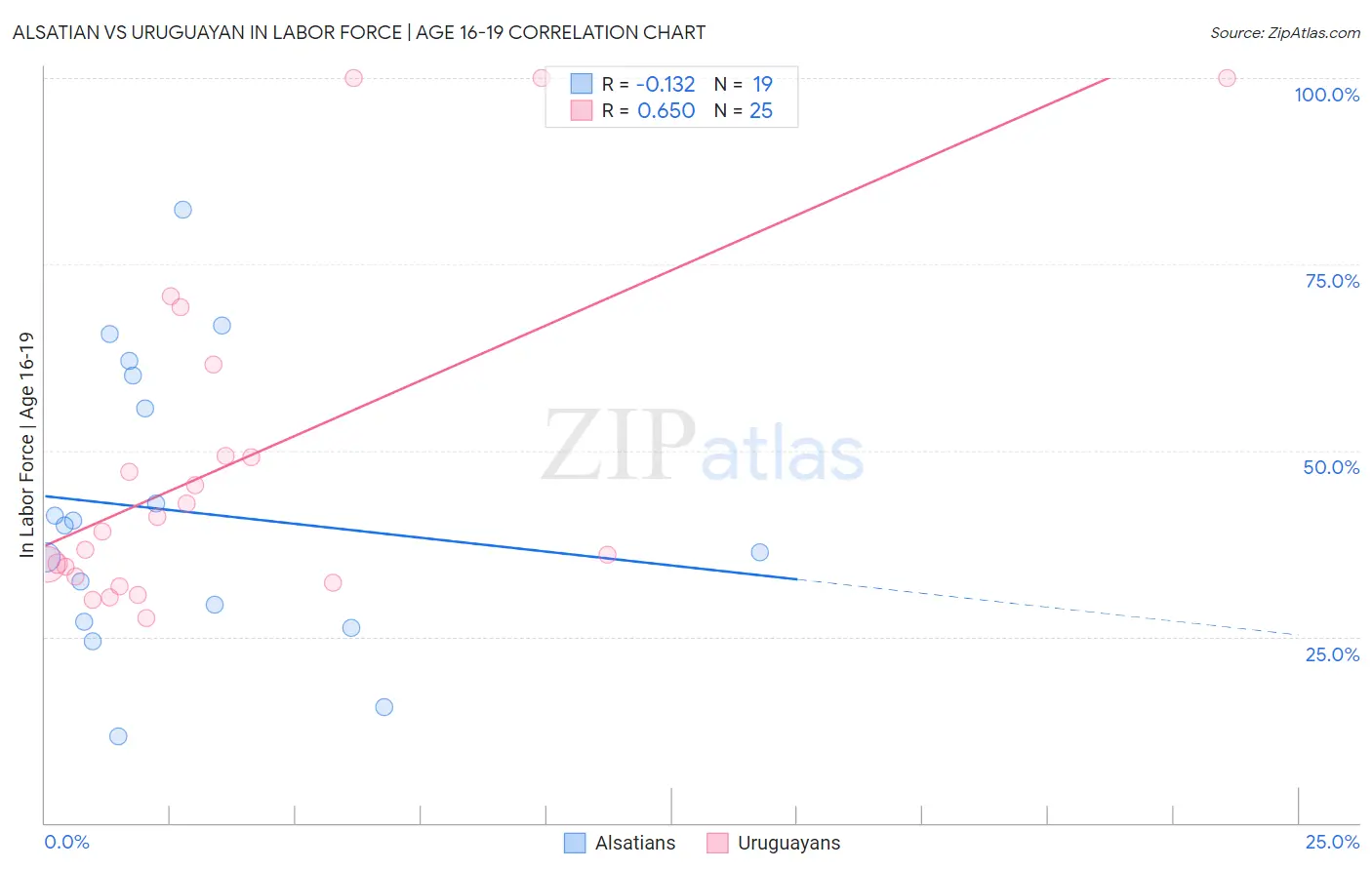 Alsatian vs Uruguayan In Labor Force | Age 16-19