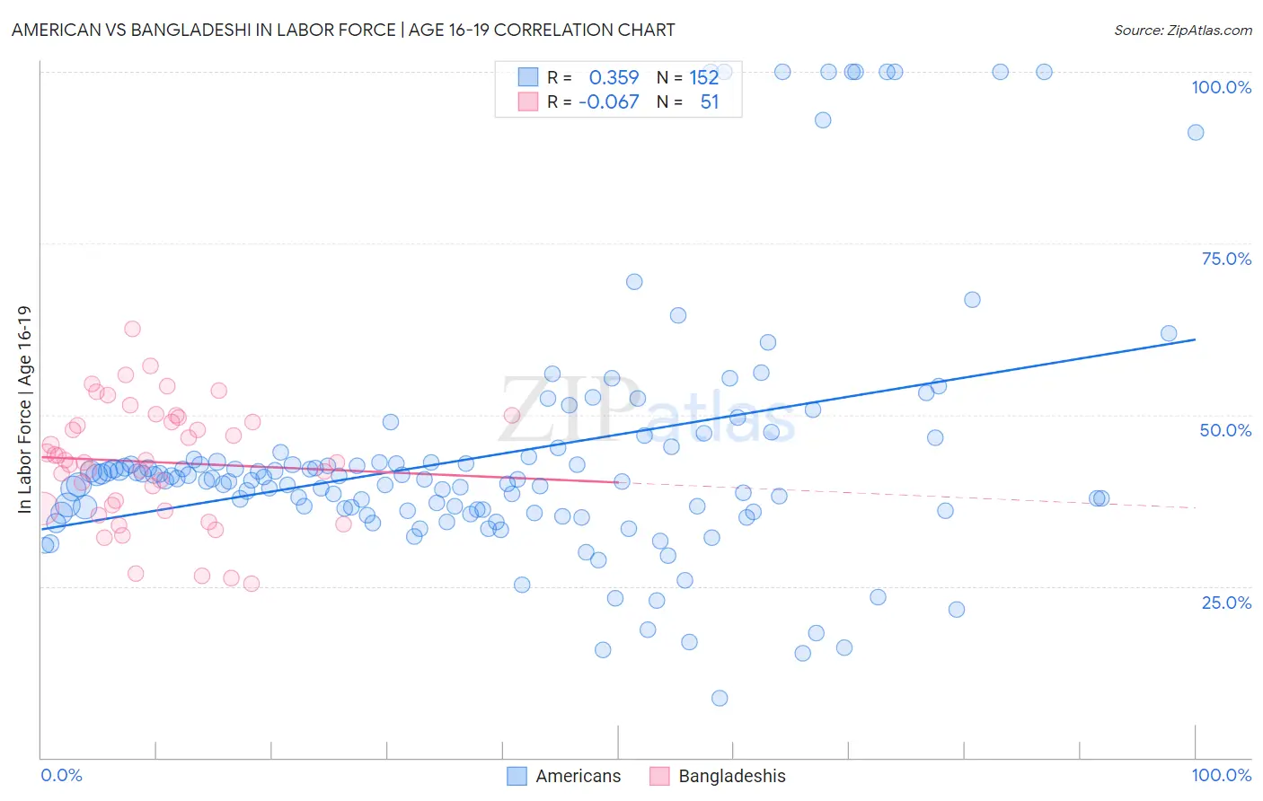 American vs Bangladeshi In Labor Force | Age 16-19
