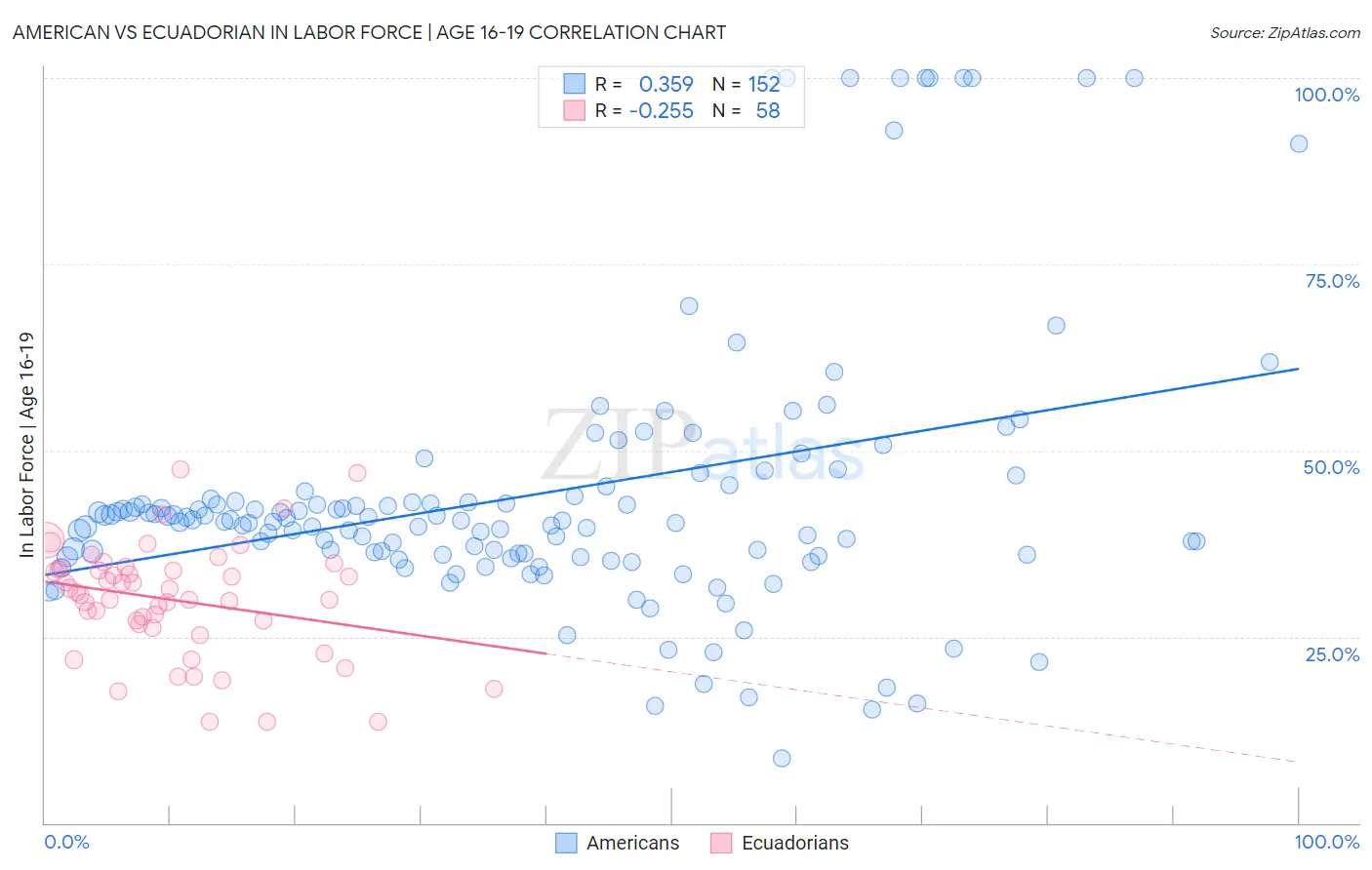 American vs Ecuadorian In Labor Force | Age 16-19