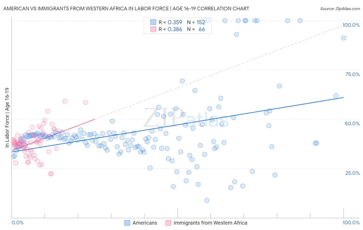 American vs Immigrants from Western Africa In Labor Force | Age 16-19