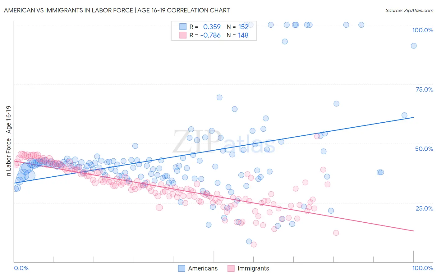 American vs Immigrants In Labor Force | Age 16-19
