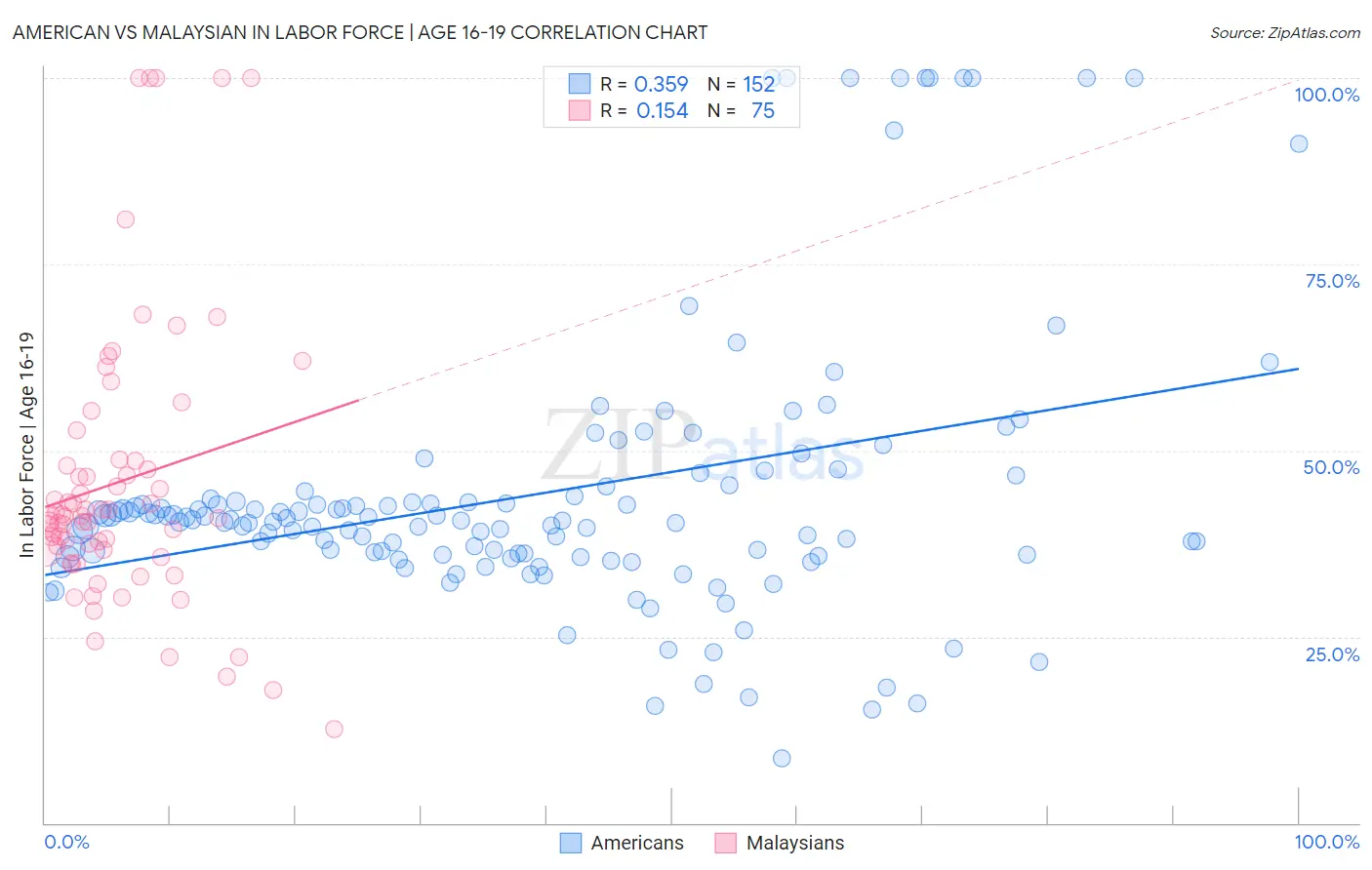American vs Malaysian In Labor Force | Age 16-19