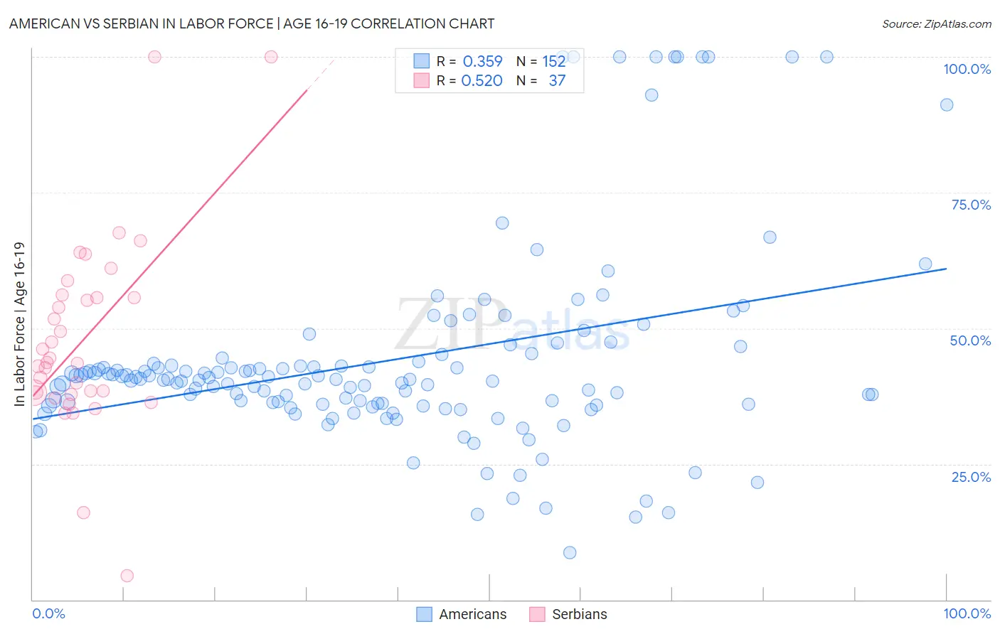 American vs Serbian In Labor Force | Age 16-19
