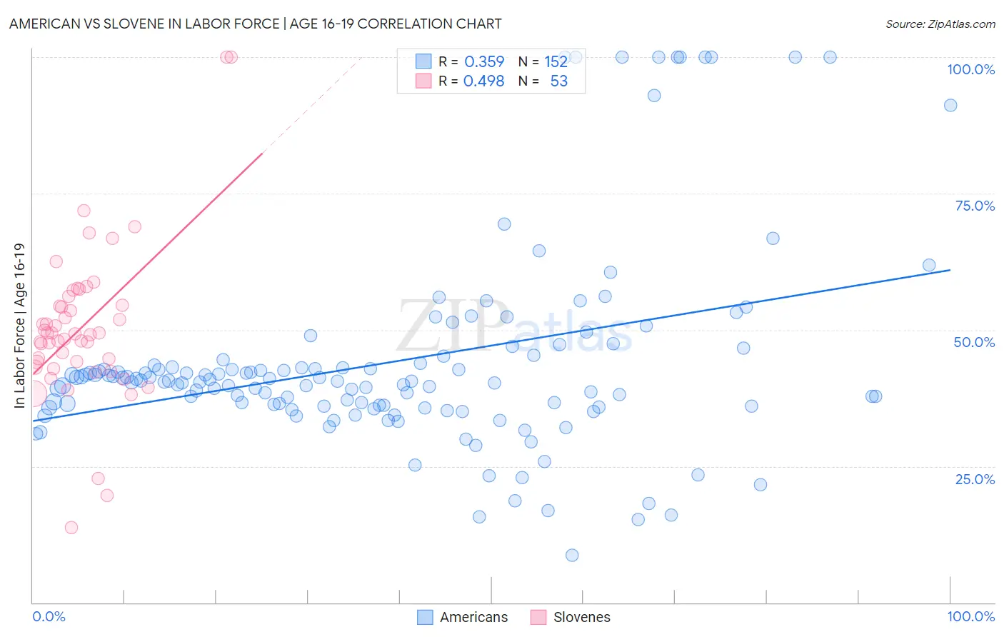 American vs Slovene In Labor Force | Age 16-19