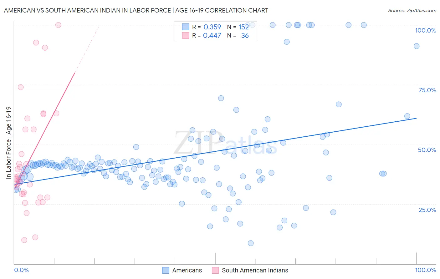 American vs South American Indian In Labor Force | Age 16-19