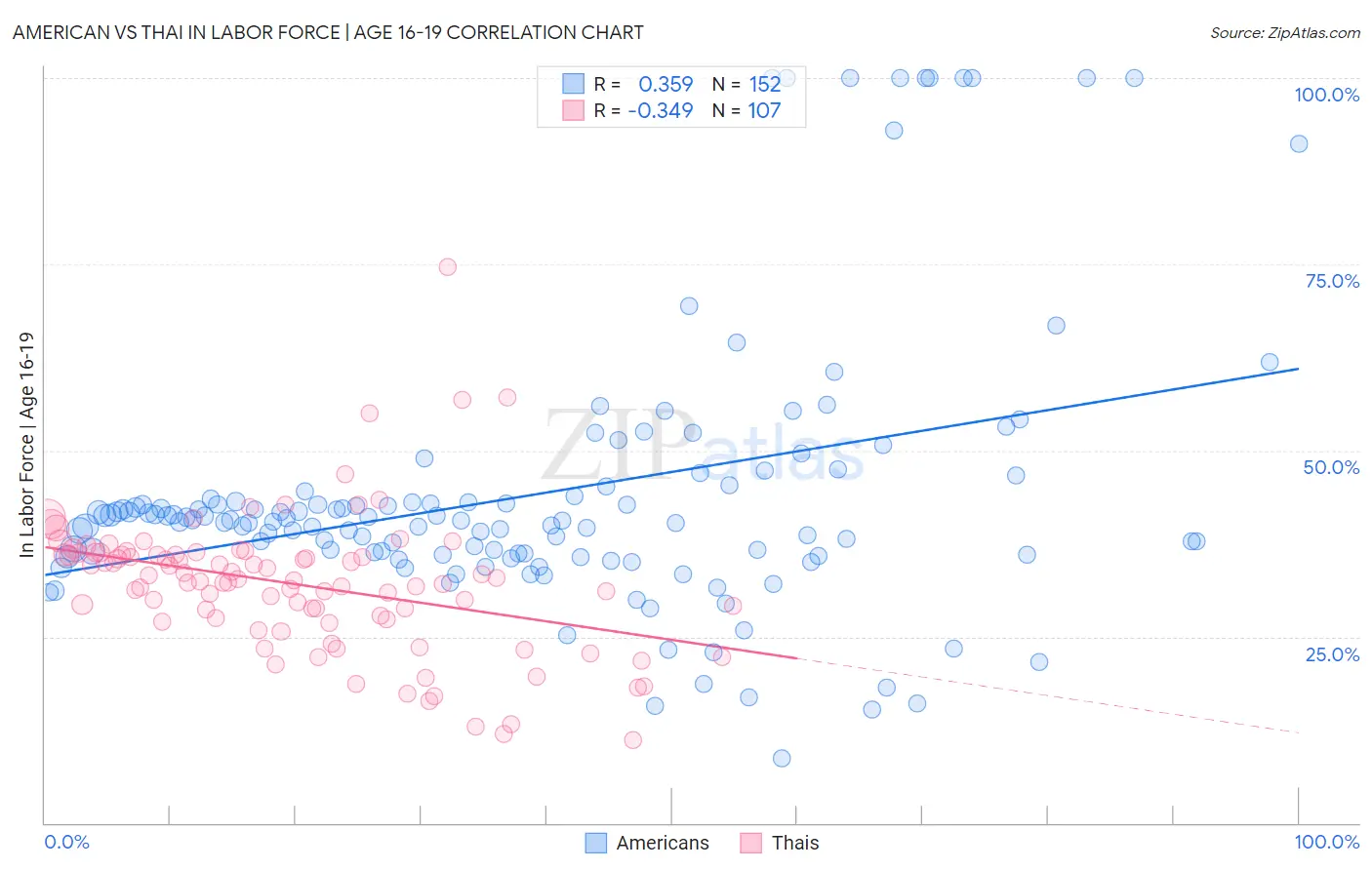 American vs Thai In Labor Force | Age 16-19