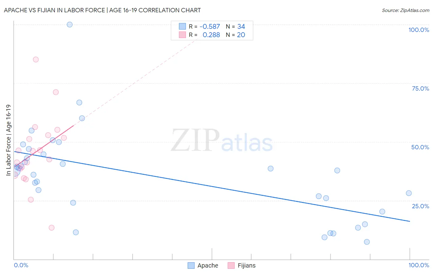 Apache vs Fijian In Labor Force | Age 16-19