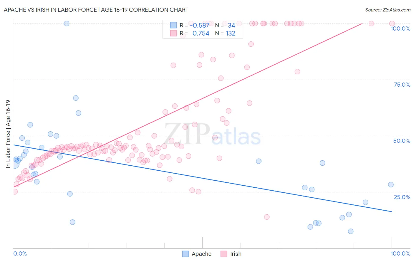 Apache vs Irish In Labor Force | Age 16-19