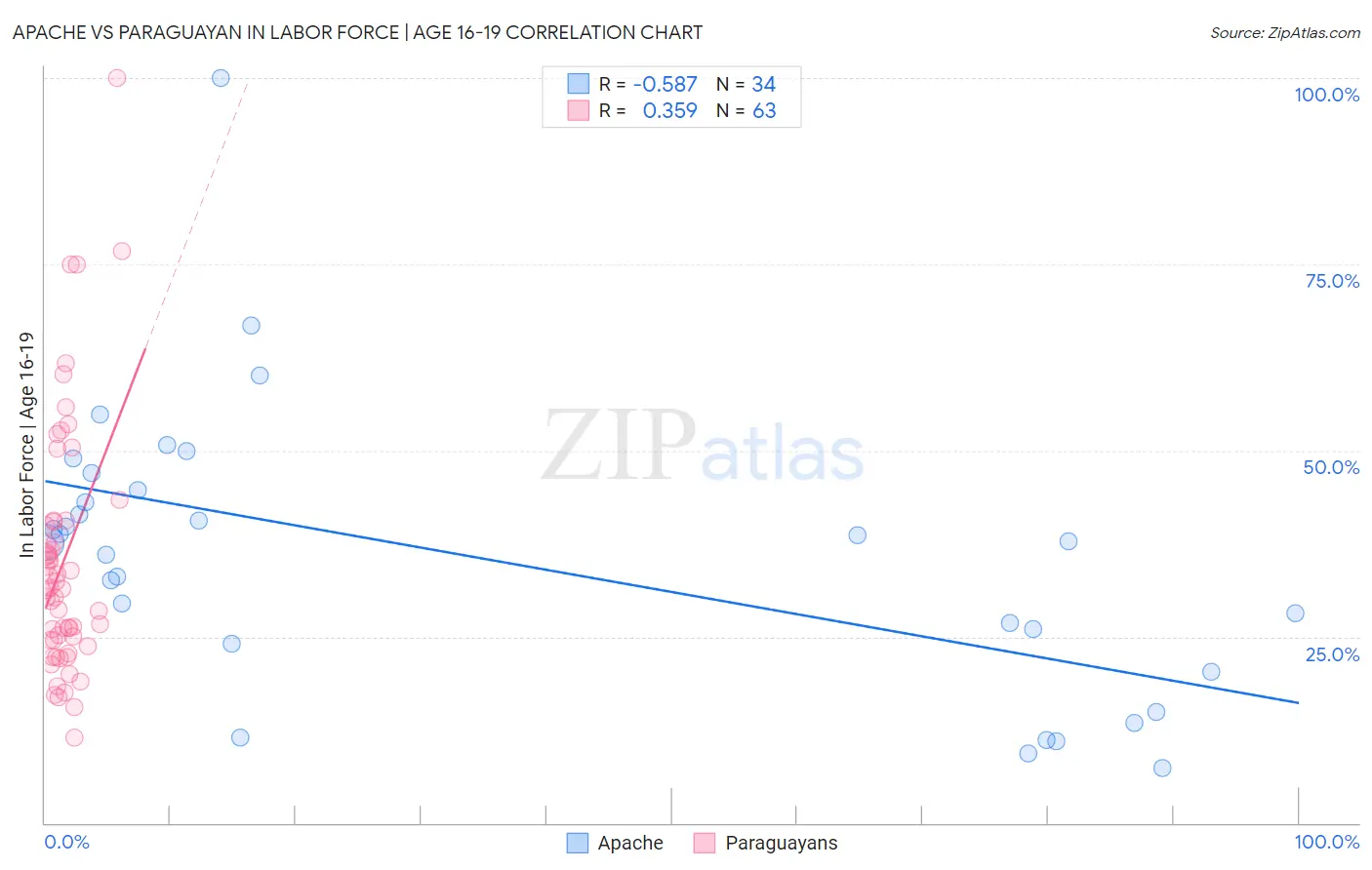 Apache vs Paraguayan In Labor Force | Age 16-19