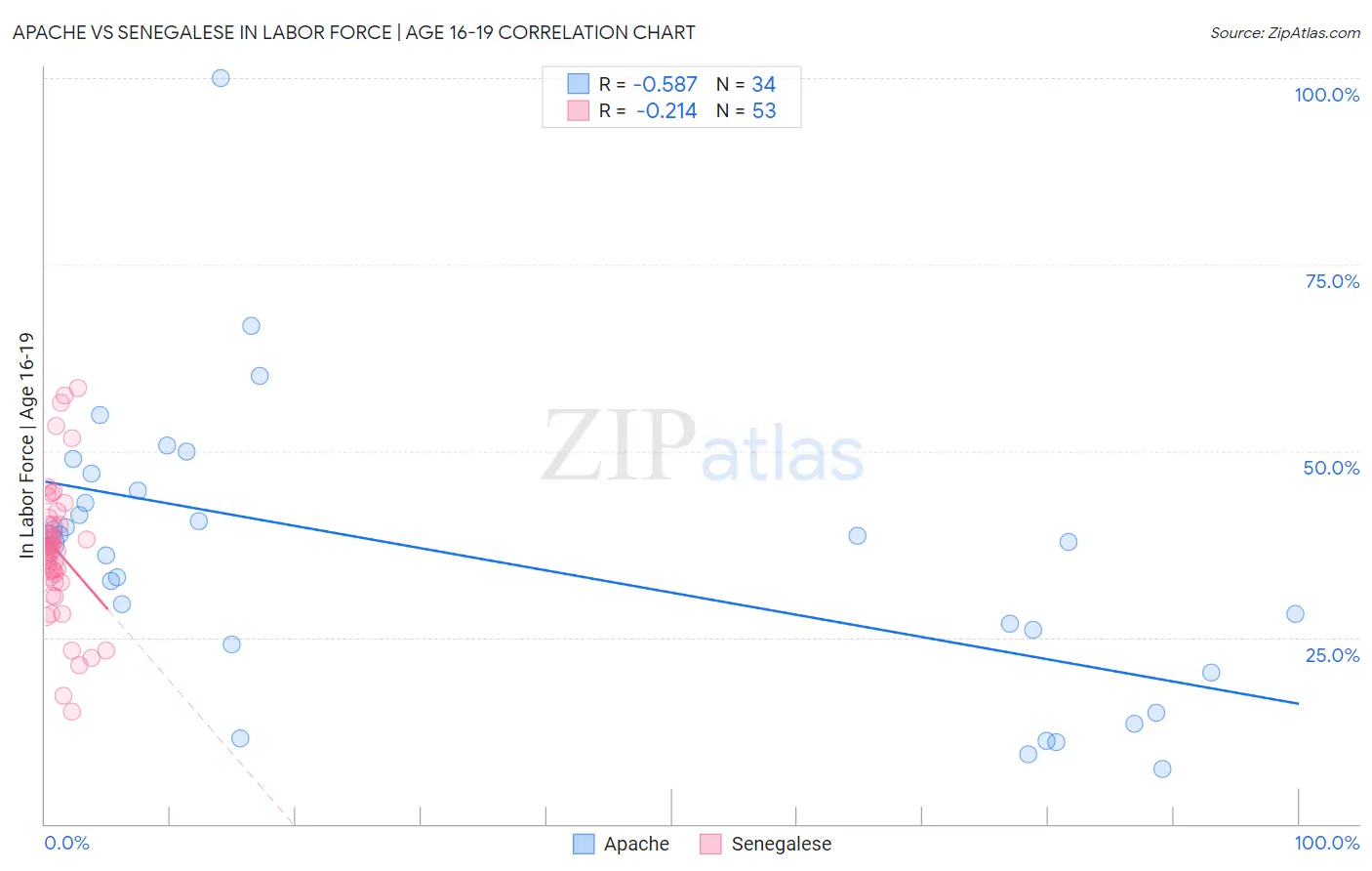 Apache vs Senegalese In Labor Force | Age 16-19
