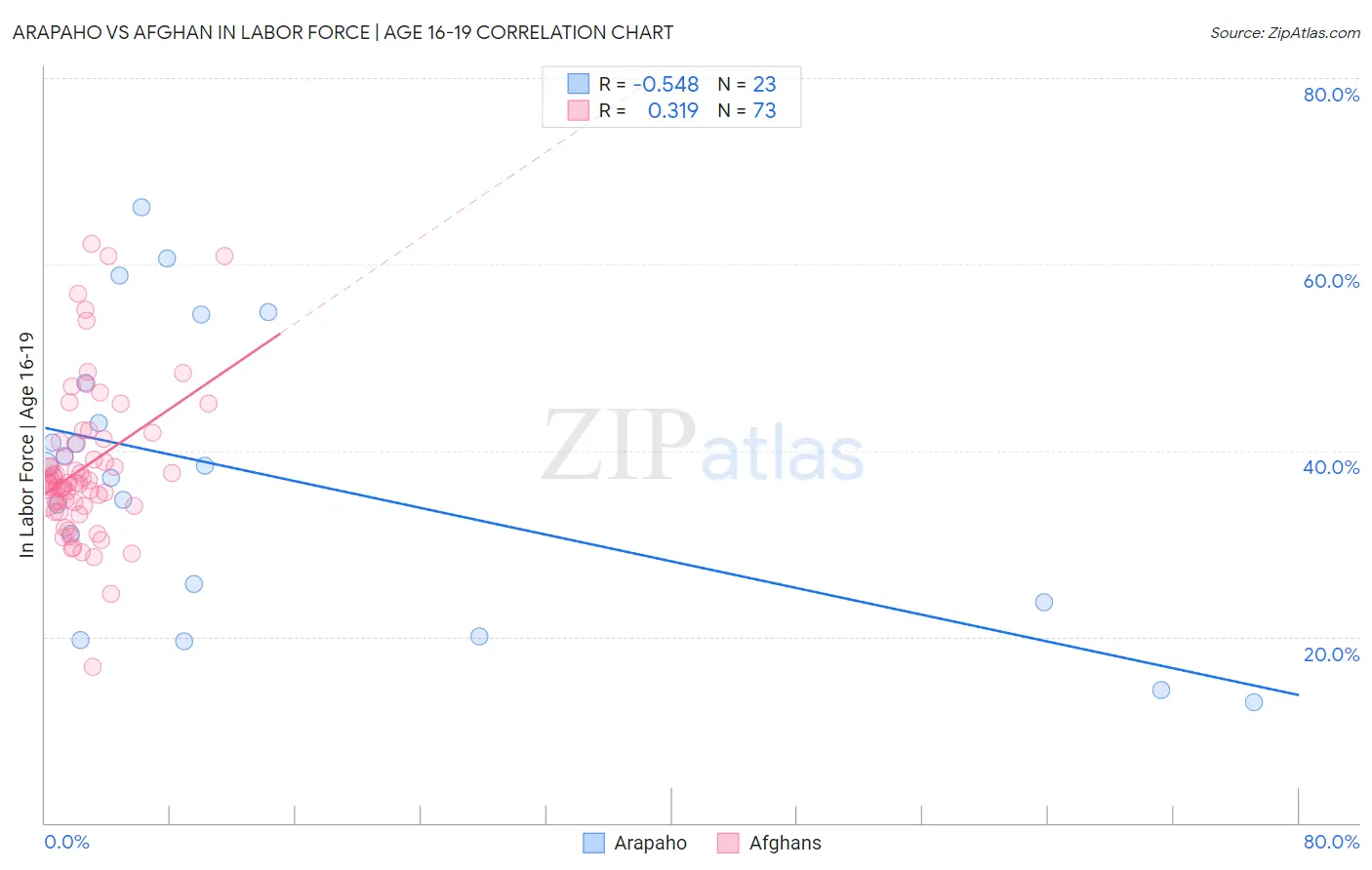 Arapaho vs Afghan In Labor Force | Age 16-19
