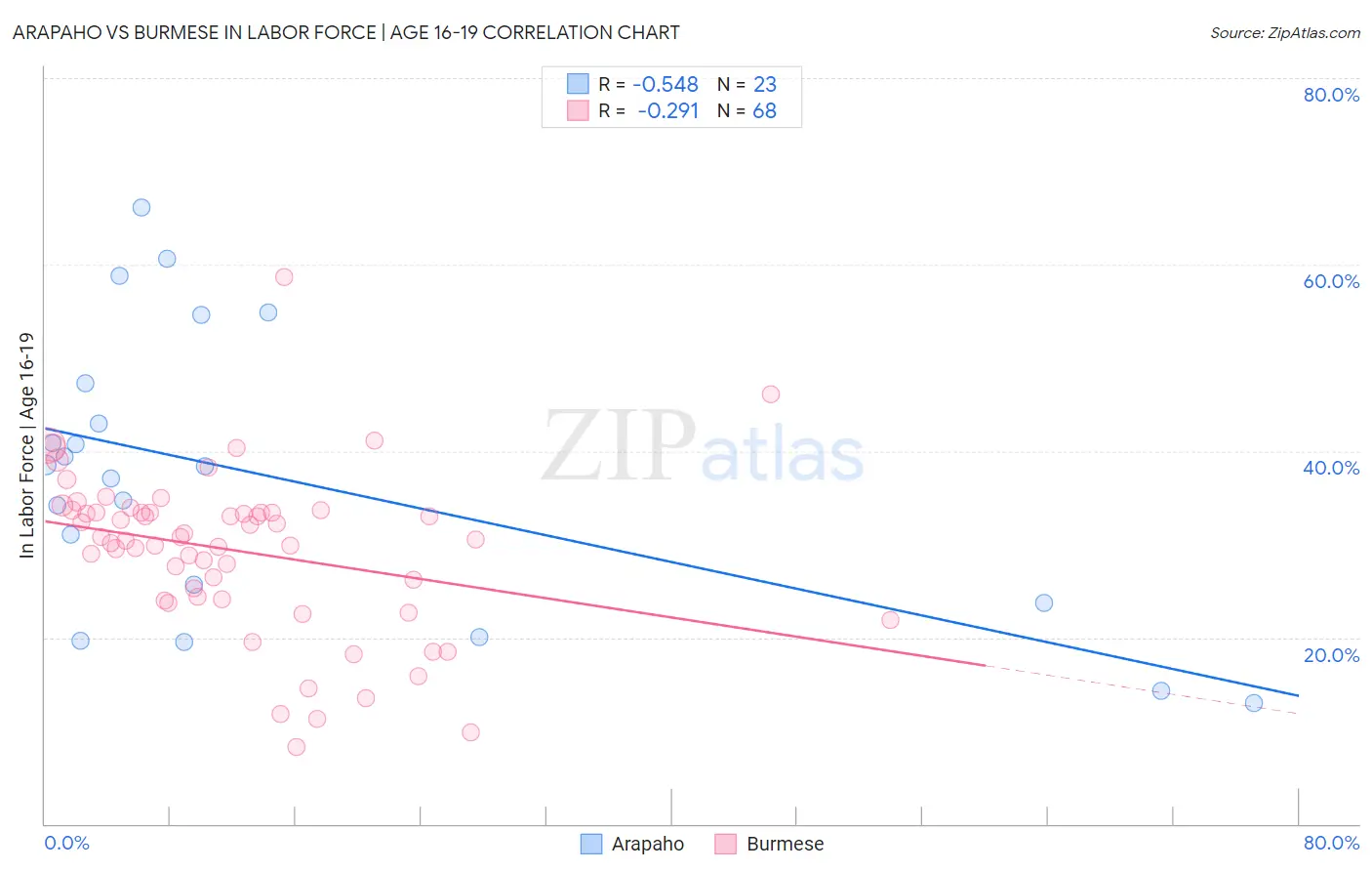 Arapaho vs Burmese In Labor Force | Age 16-19