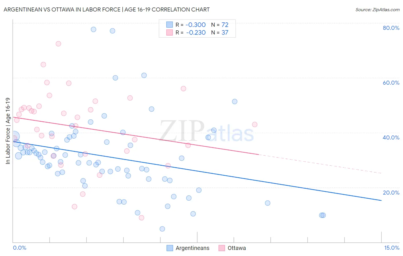 Argentinean vs Ottawa In Labor Force | Age 16-19