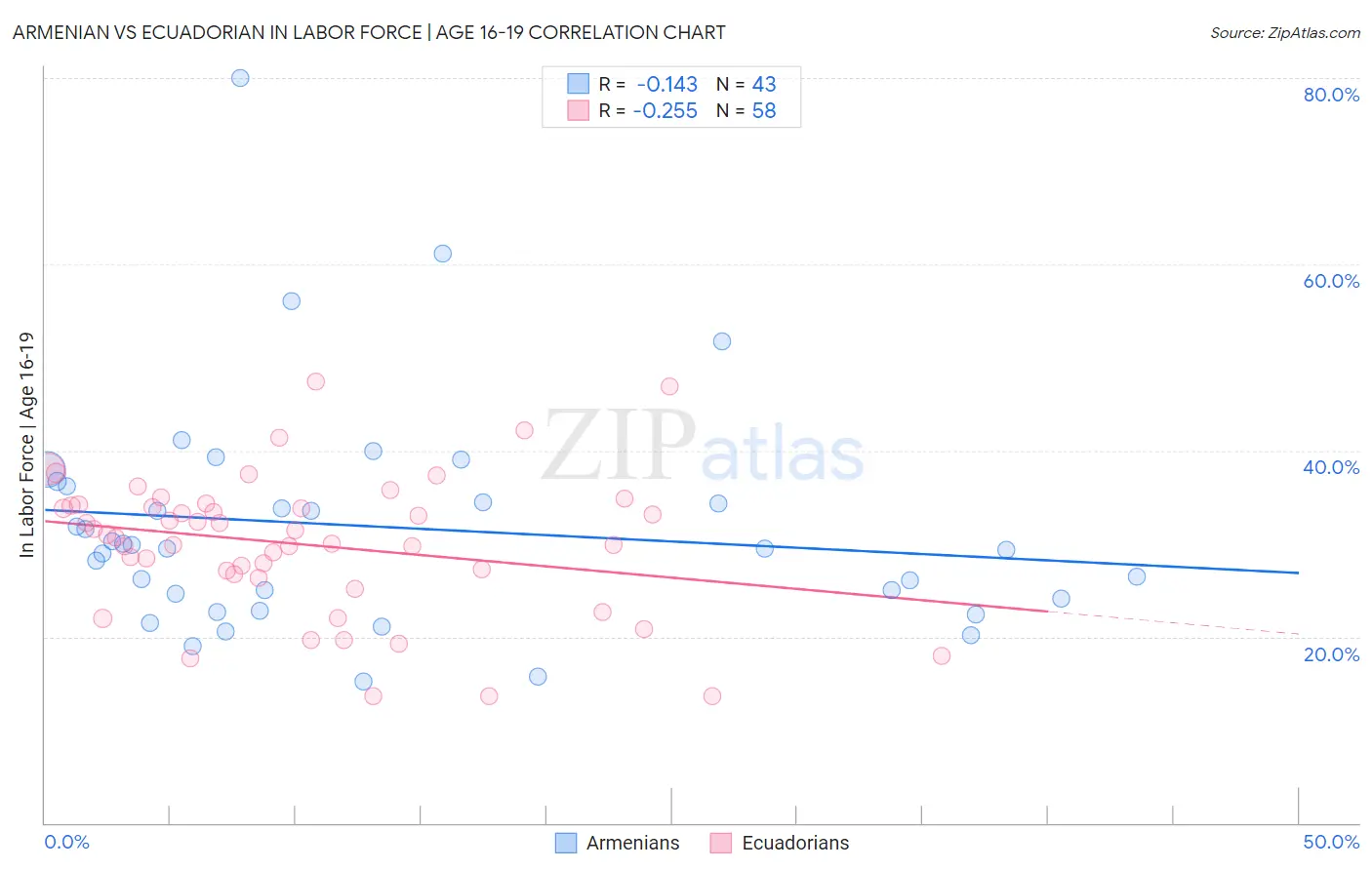 Armenian vs Ecuadorian In Labor Force | Age 16-19