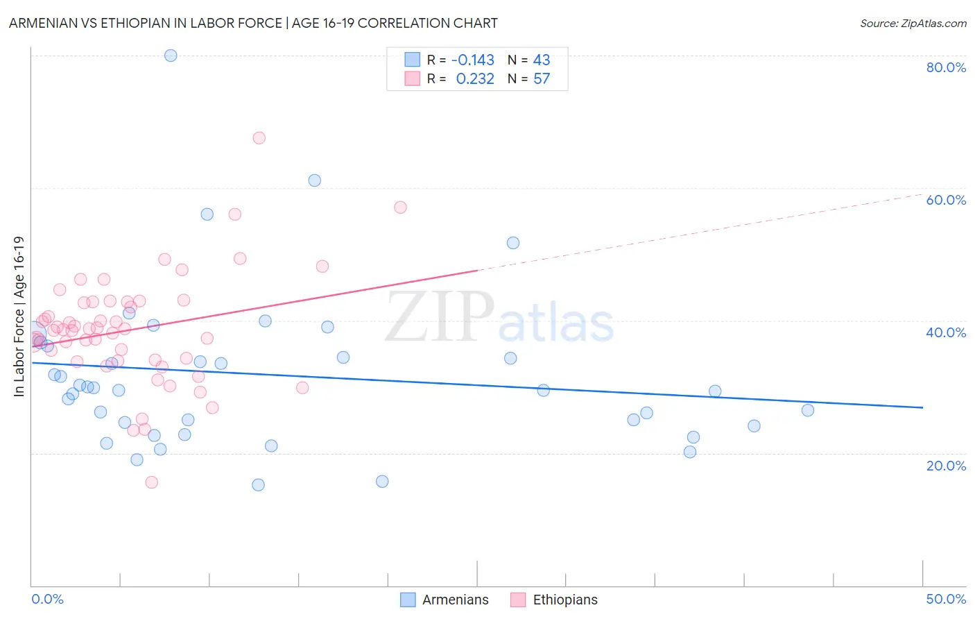 Armenian vs Ethiopian In Labor Force | Age 16-19