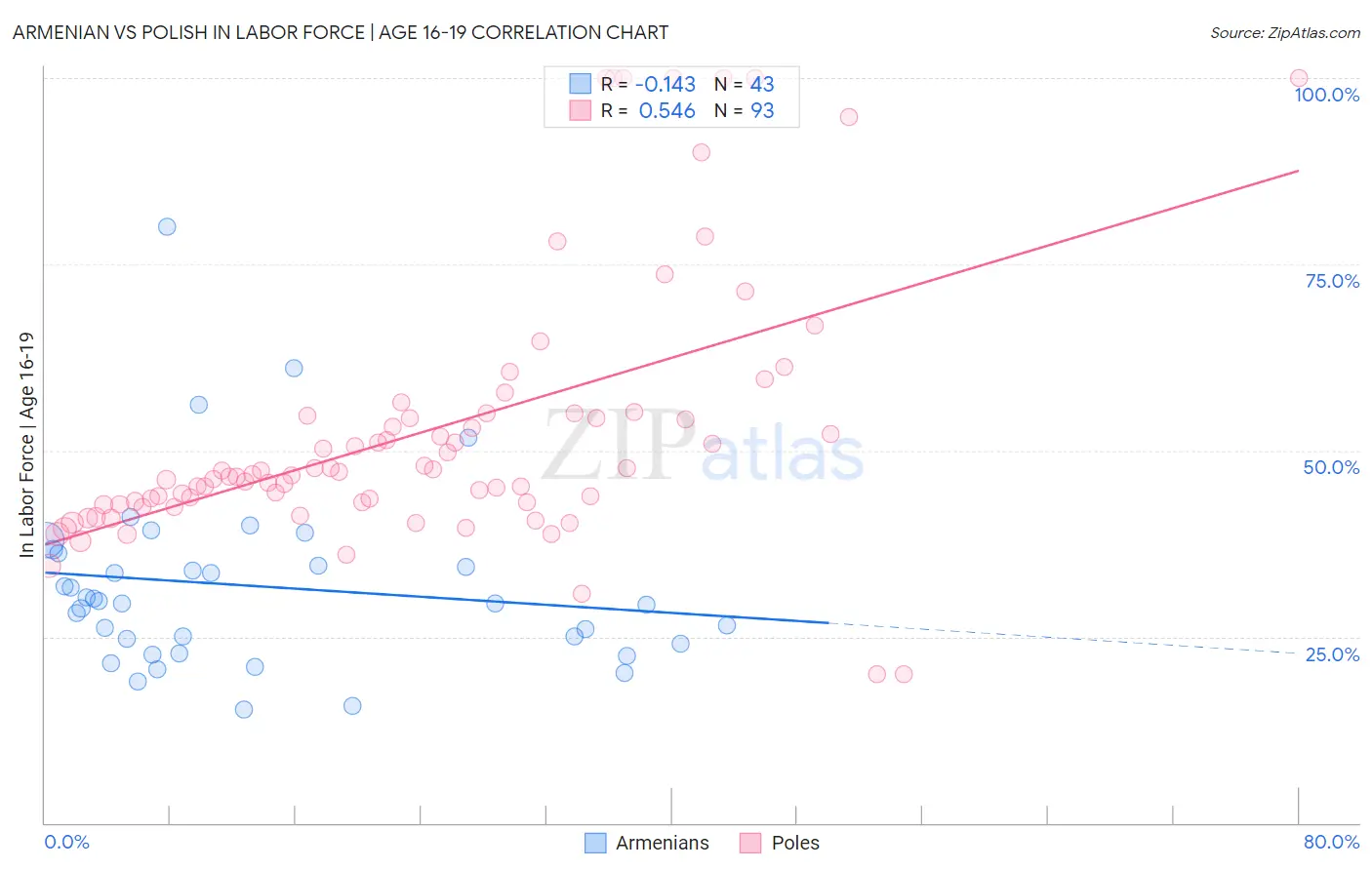 Armenian vs Polish In Labor Force | Age 16-19