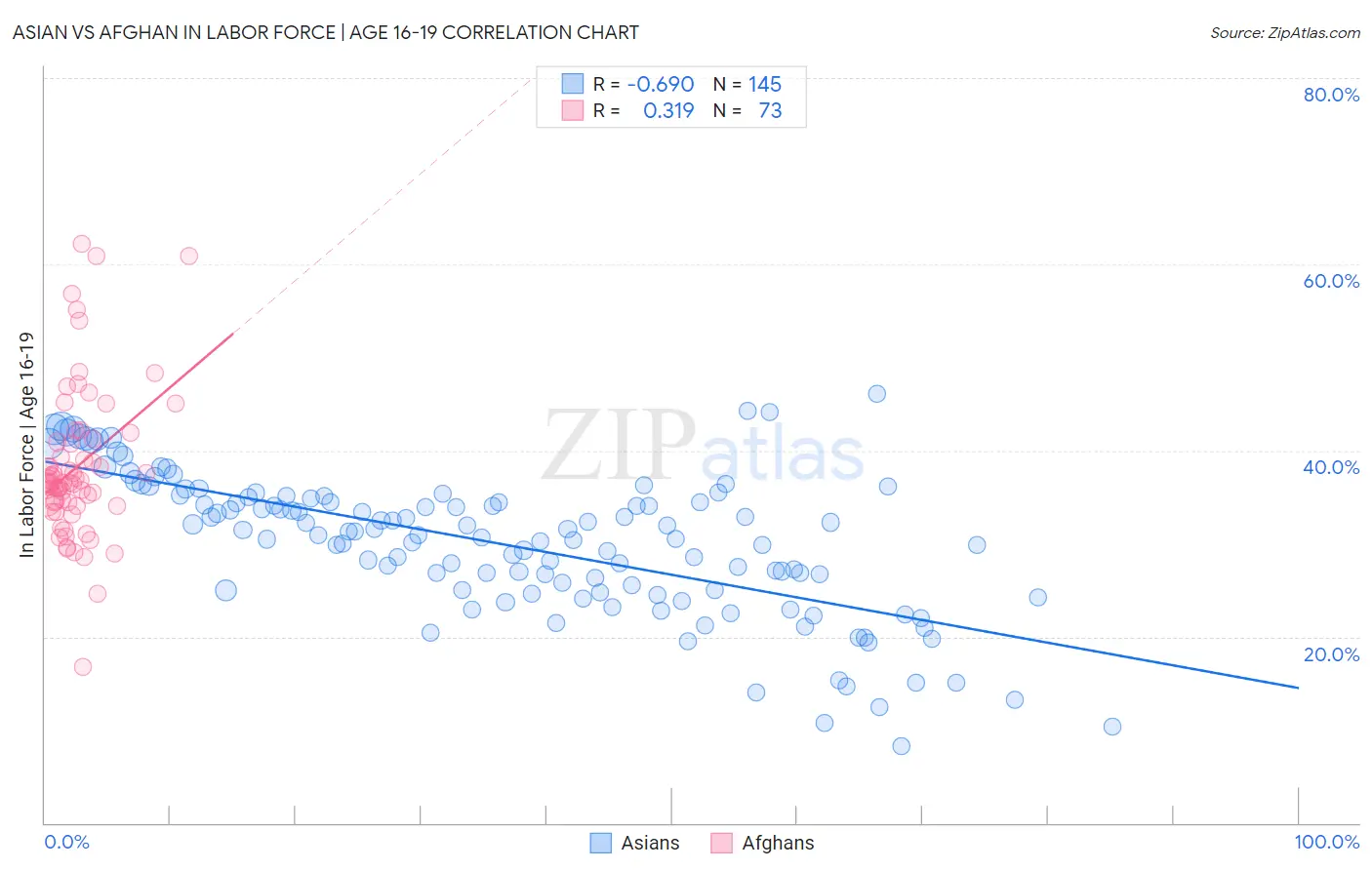 Asian vs Afghan In Labor Force | Age 16-19