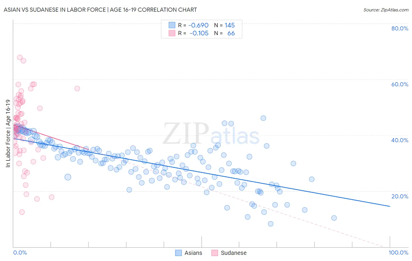 Asian vs Sudanese In Labor Force | Age 16-19