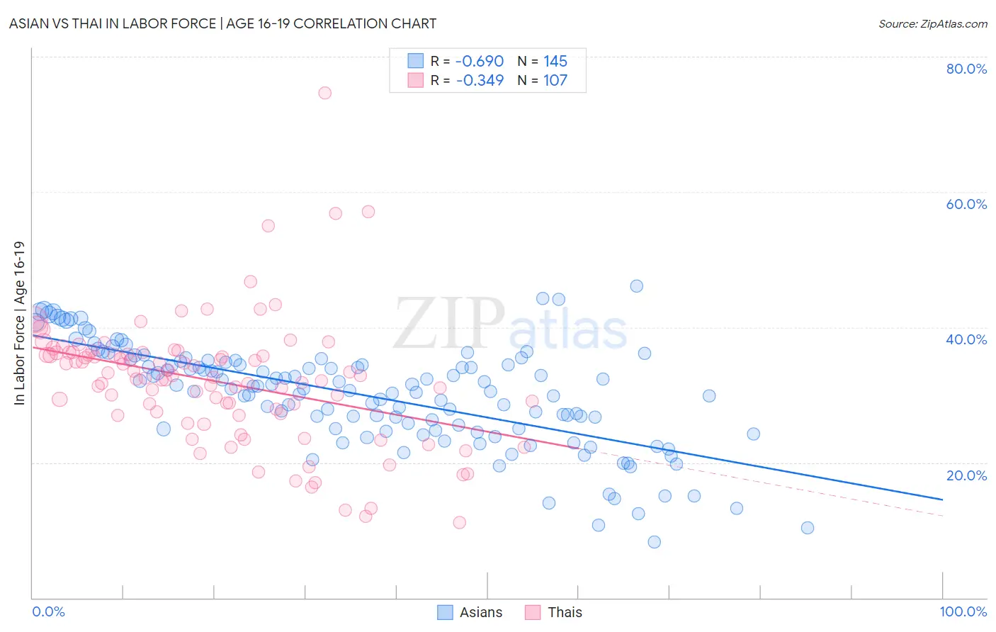 Asian vs Thai In Labor Force | Age 16-19