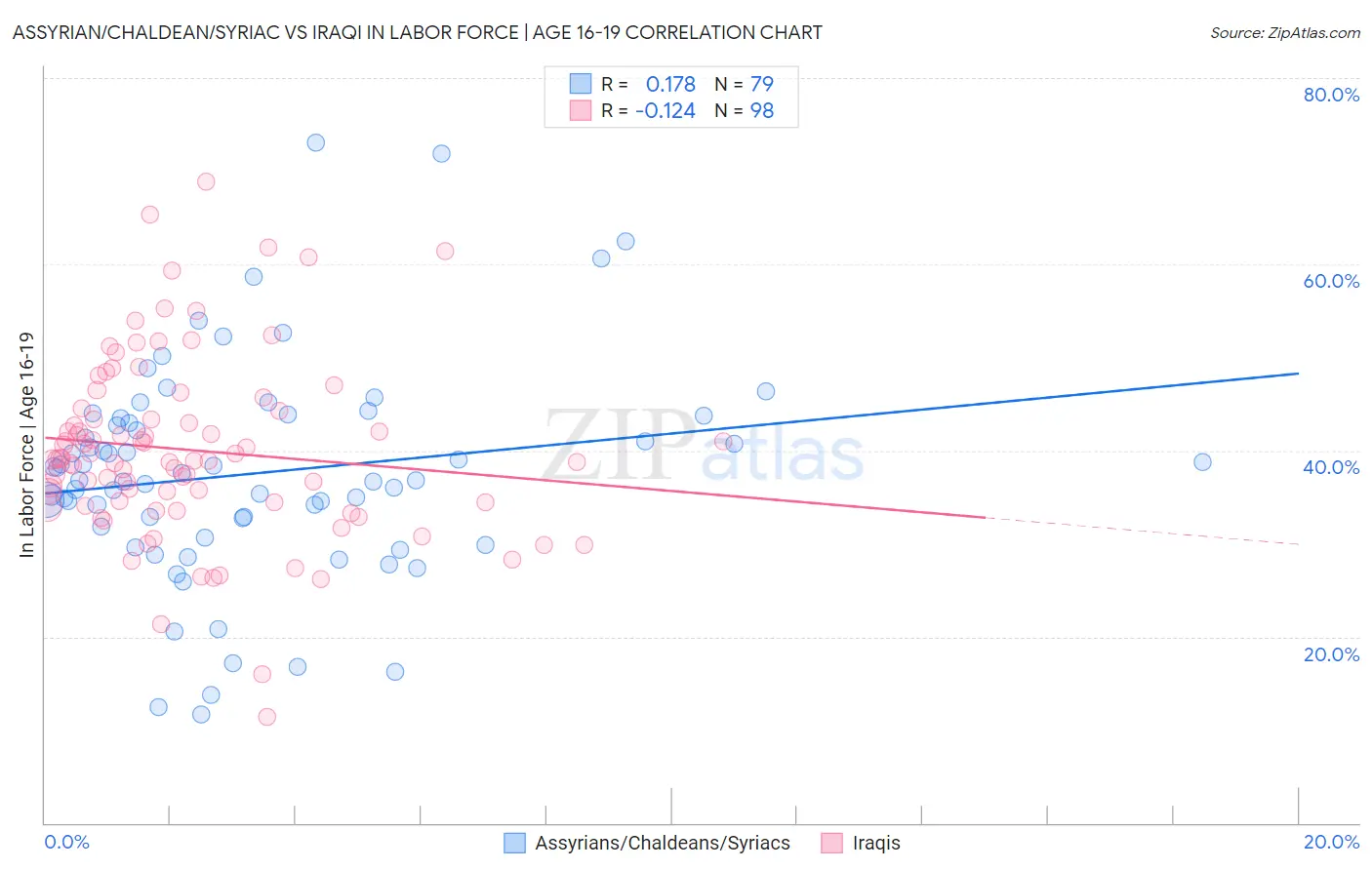 Assyrian/Chaldean/Syriac vs Iraqi In Labor Force | Age 16-19