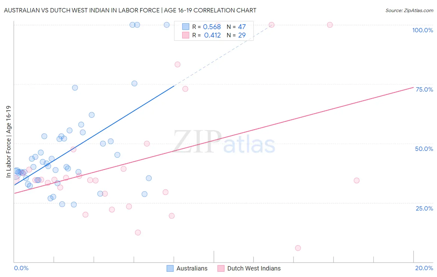 Australian vs Dutch West Indian In Labor Force | Age 16-19