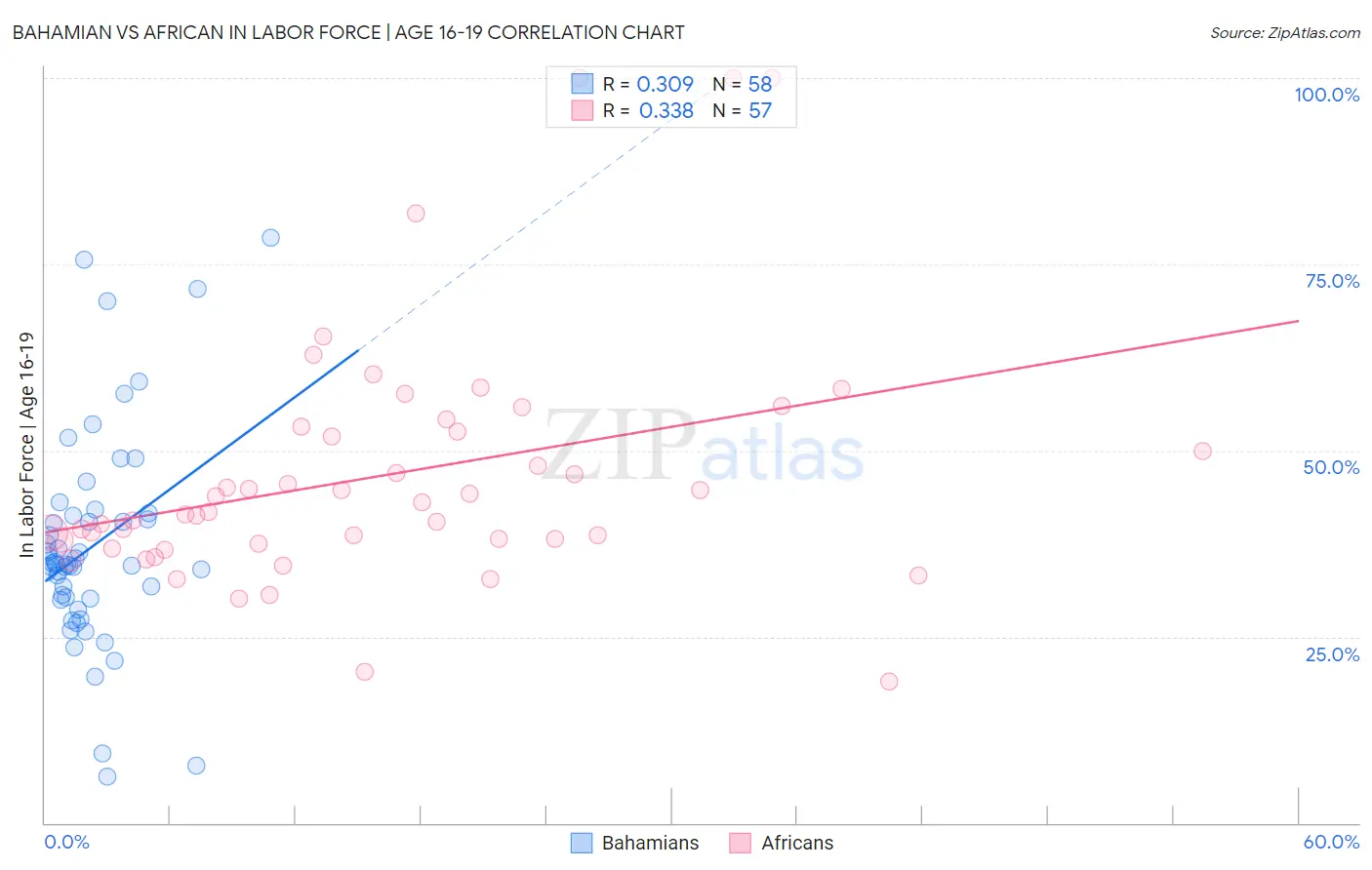 Bahamian vs African In Labor Force | Age 16-19