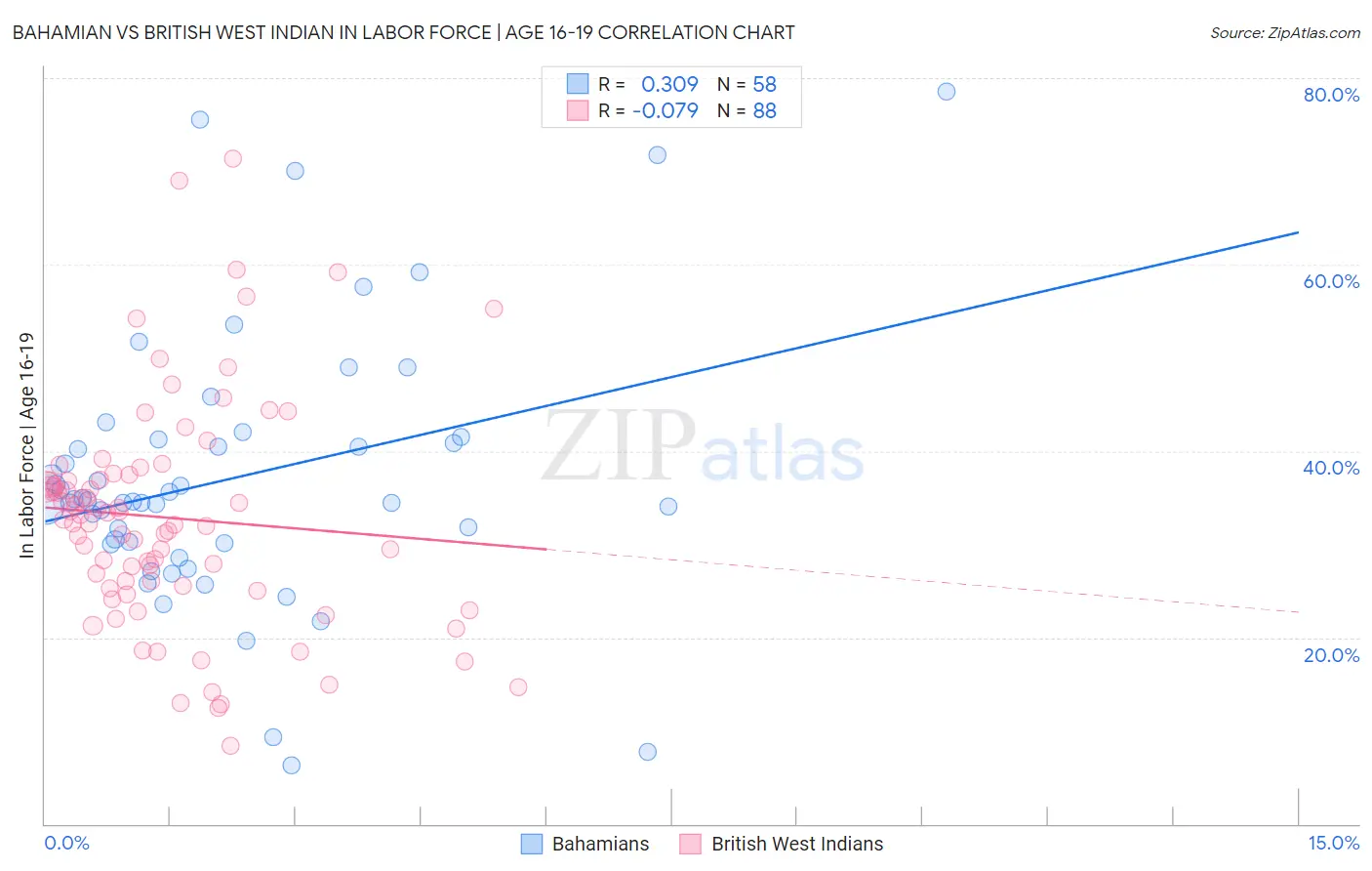 Bahamian vs British West Indian In Labor Force | Age 16-19