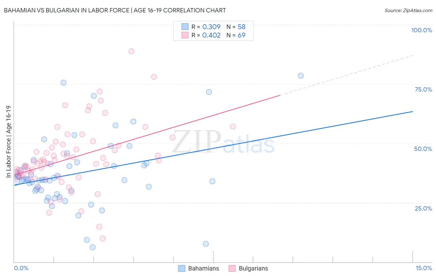 Bahamian vs Bulgarian In Labor Force | Age 16-19