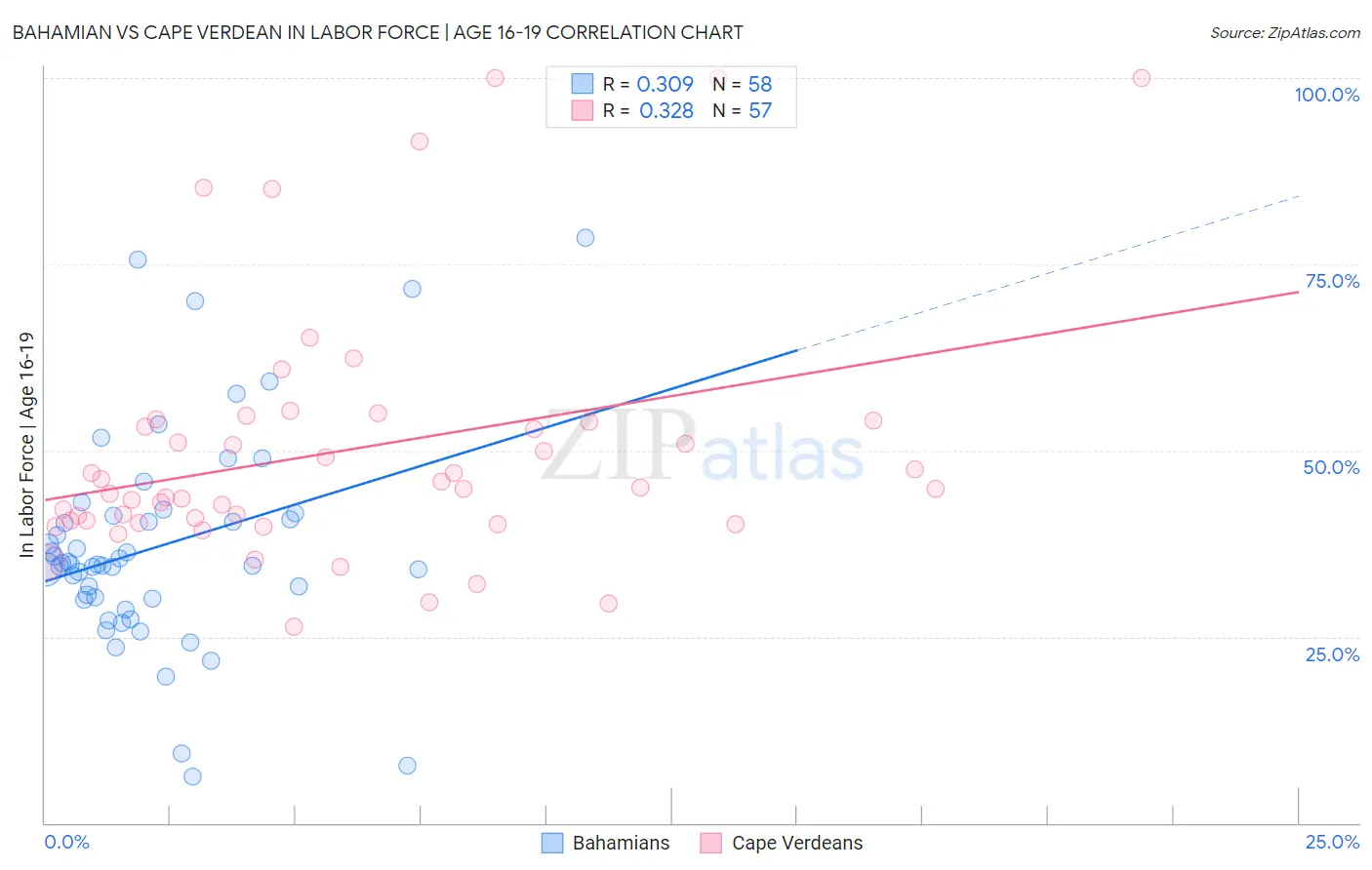 Bahamian vs Cape Verdean In Labor Force | Age 16-19