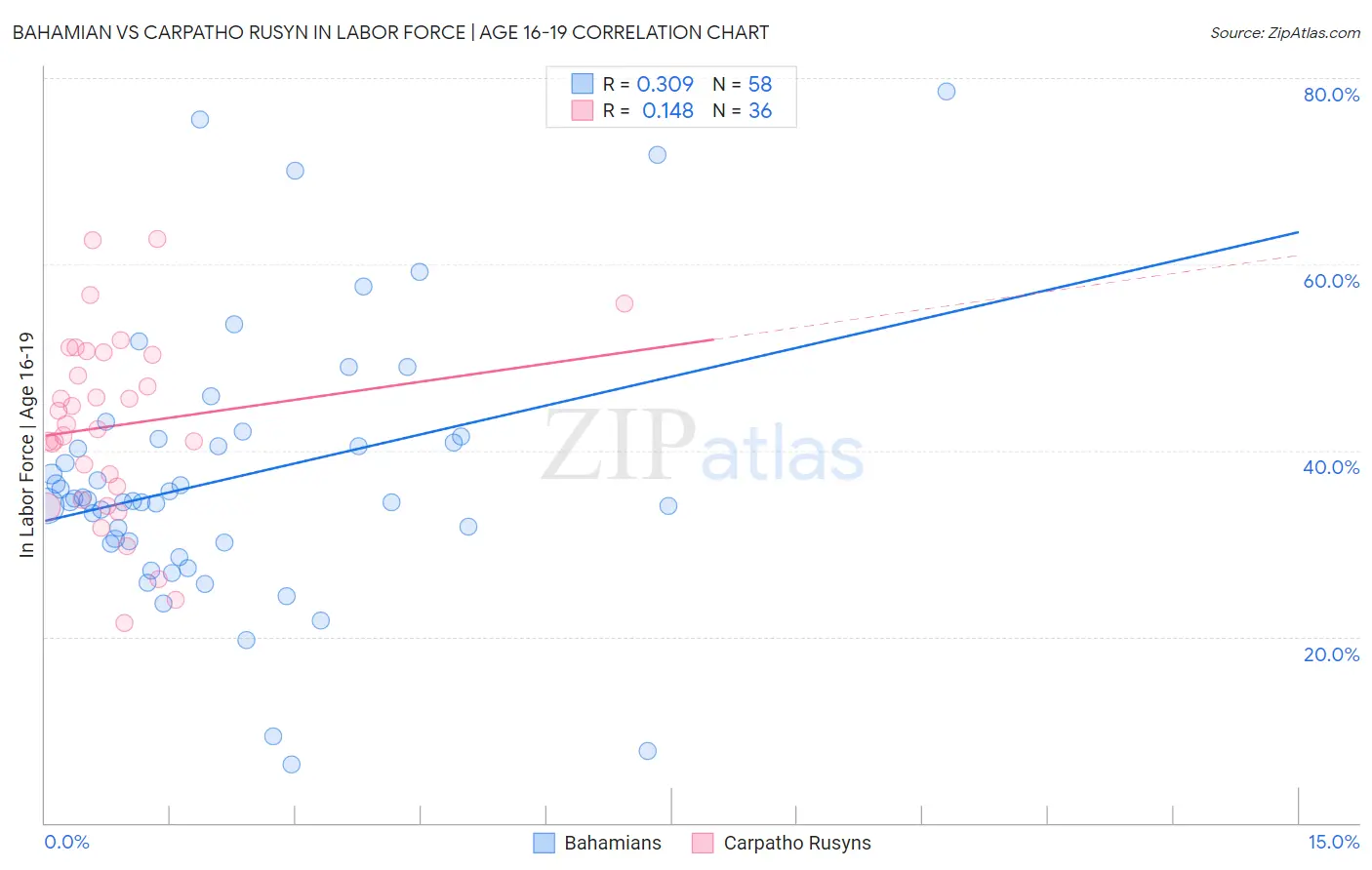 Bahamian vs Carpatho Rusyn In Labor Force | Age 16-19