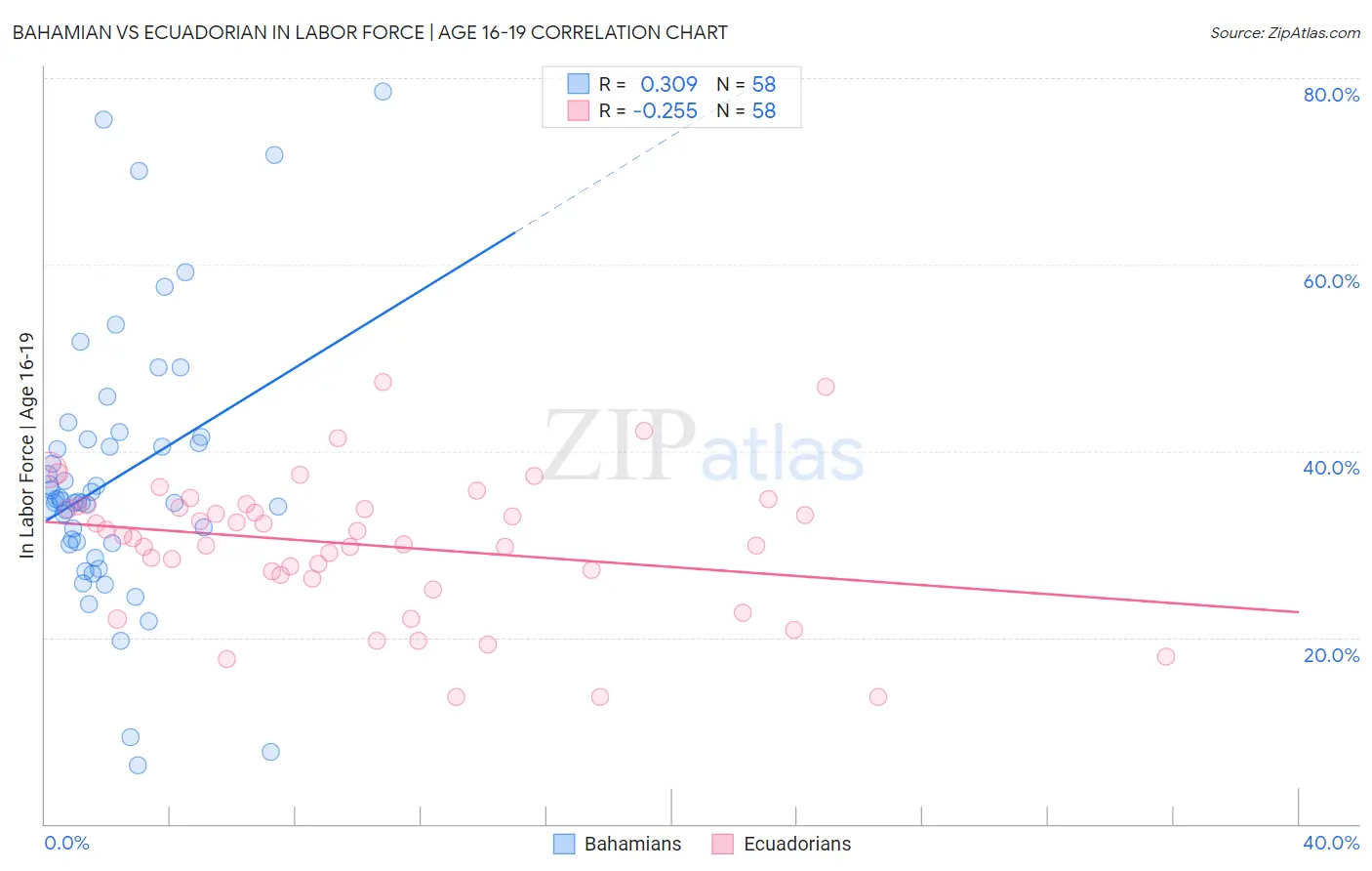 Bahamian vs Ecuadorian In Labor Force | Age 16-19