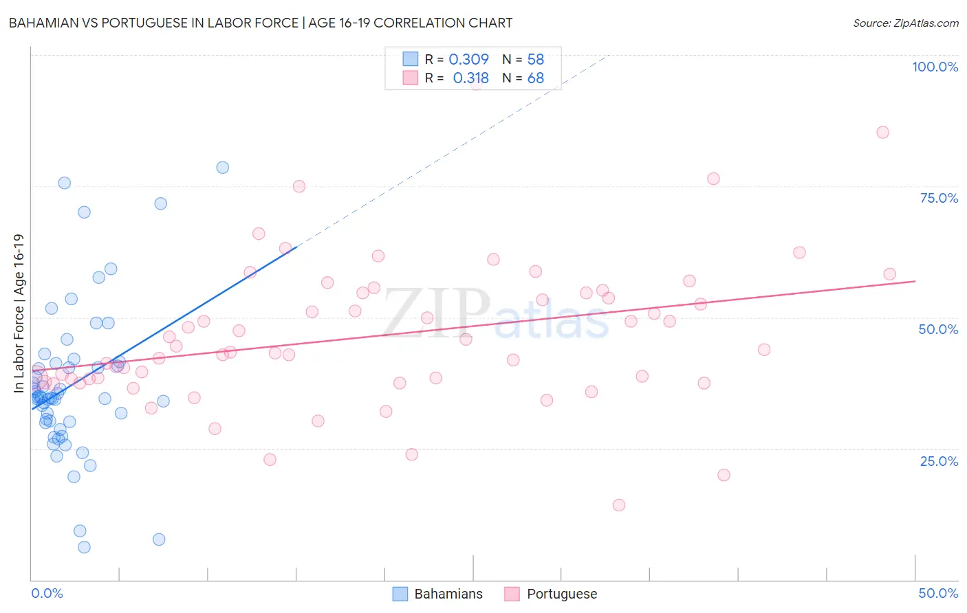 Bahamian vs Portuguese In Labor Force | Age 16-19