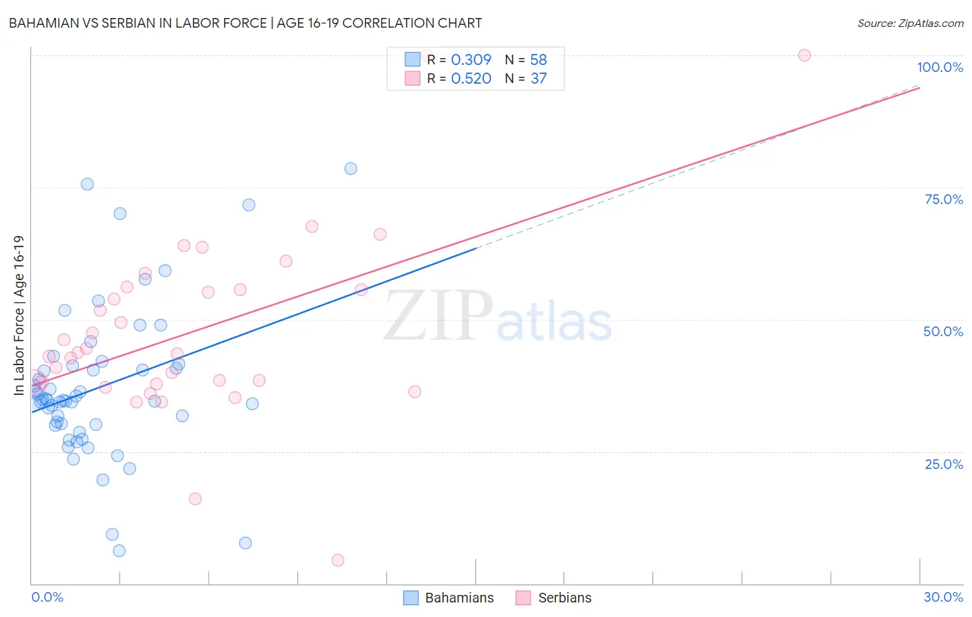 Bahamian vs Serbian In Labor Force | Age 16-19