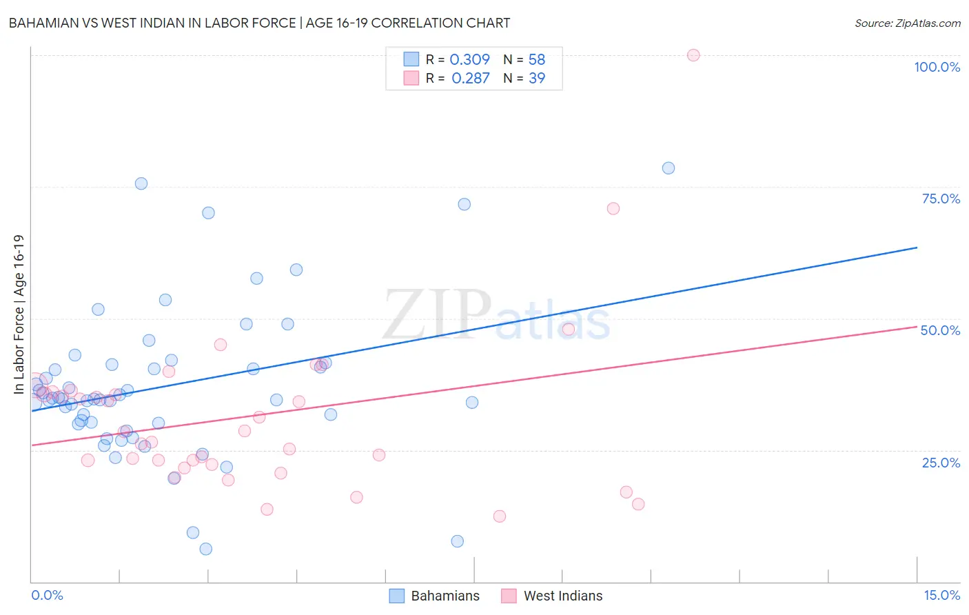 Bahamian vs West Indian In Labor Force | Age 16-19