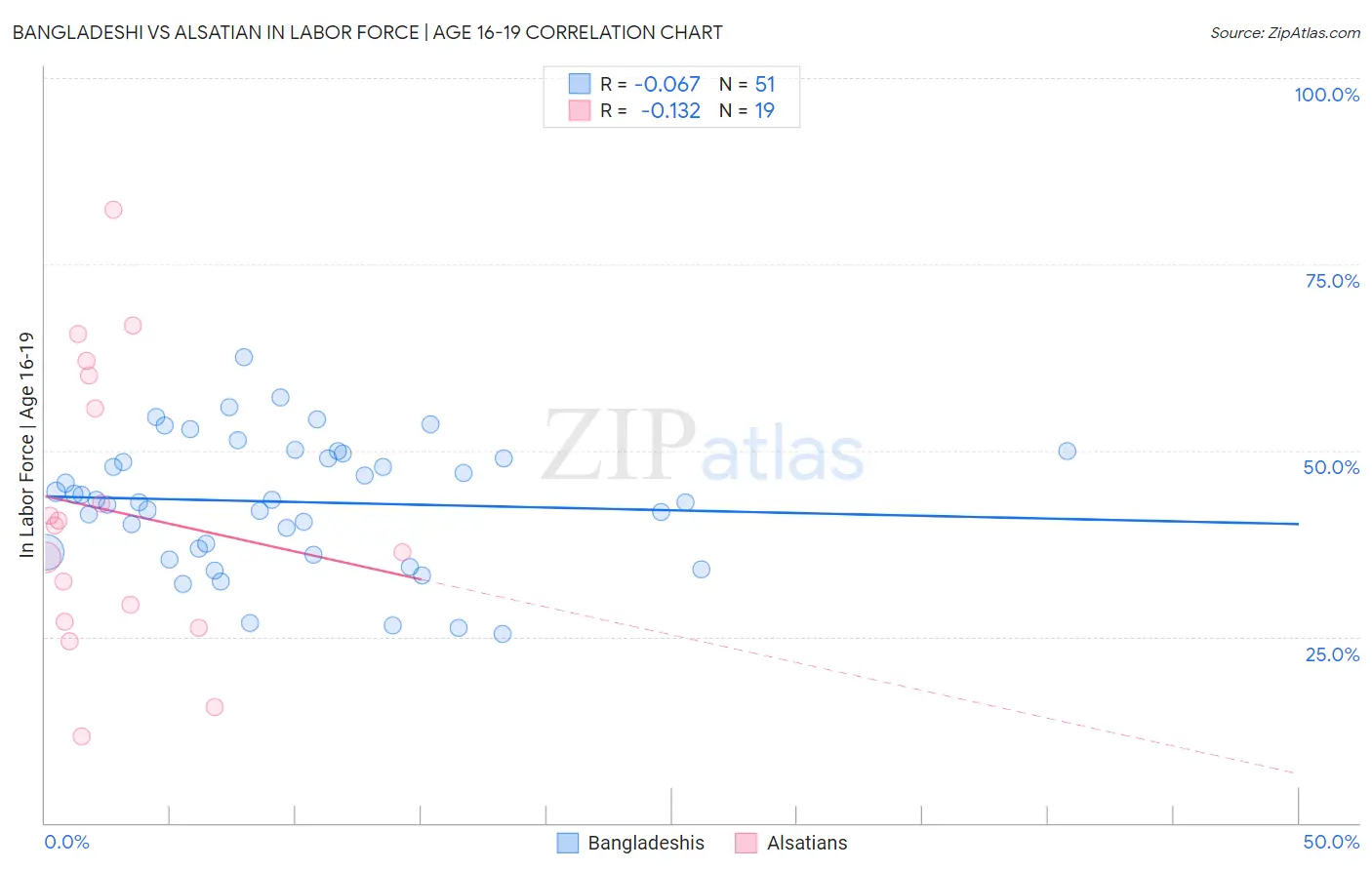 Bangladeshi vs Alsatian In Labor Force | Age 16-19