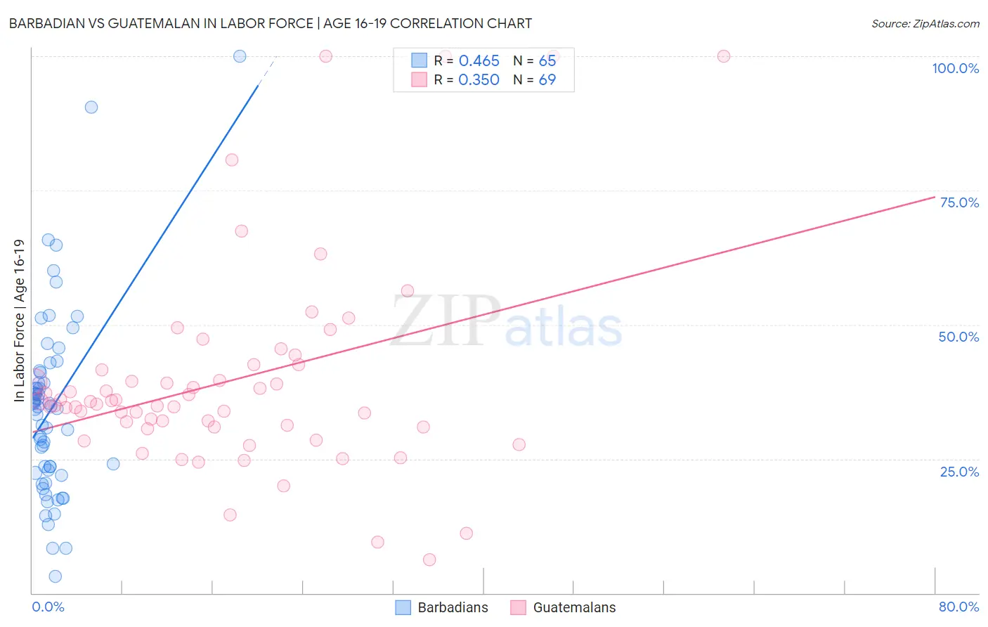 Barbadian vs Guatemalan In Labor Force | Age 16-19