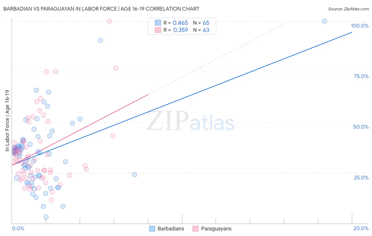 Barbadian vs Paraguayan In Labor Force | Age 16-19