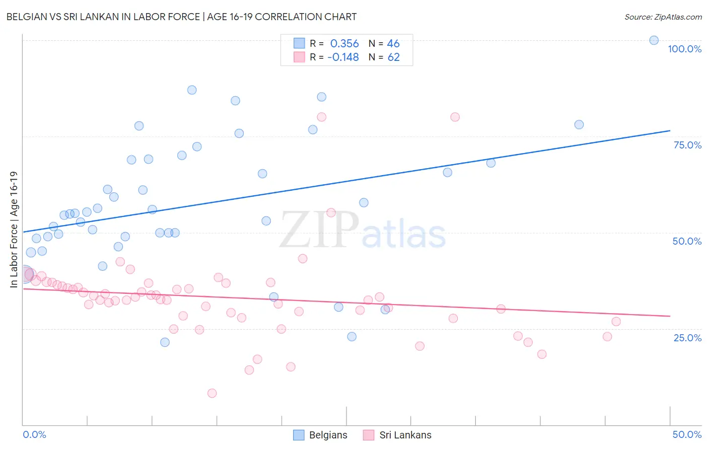 Belgian vs Sri Lankan In Labor Force | Age 16-19