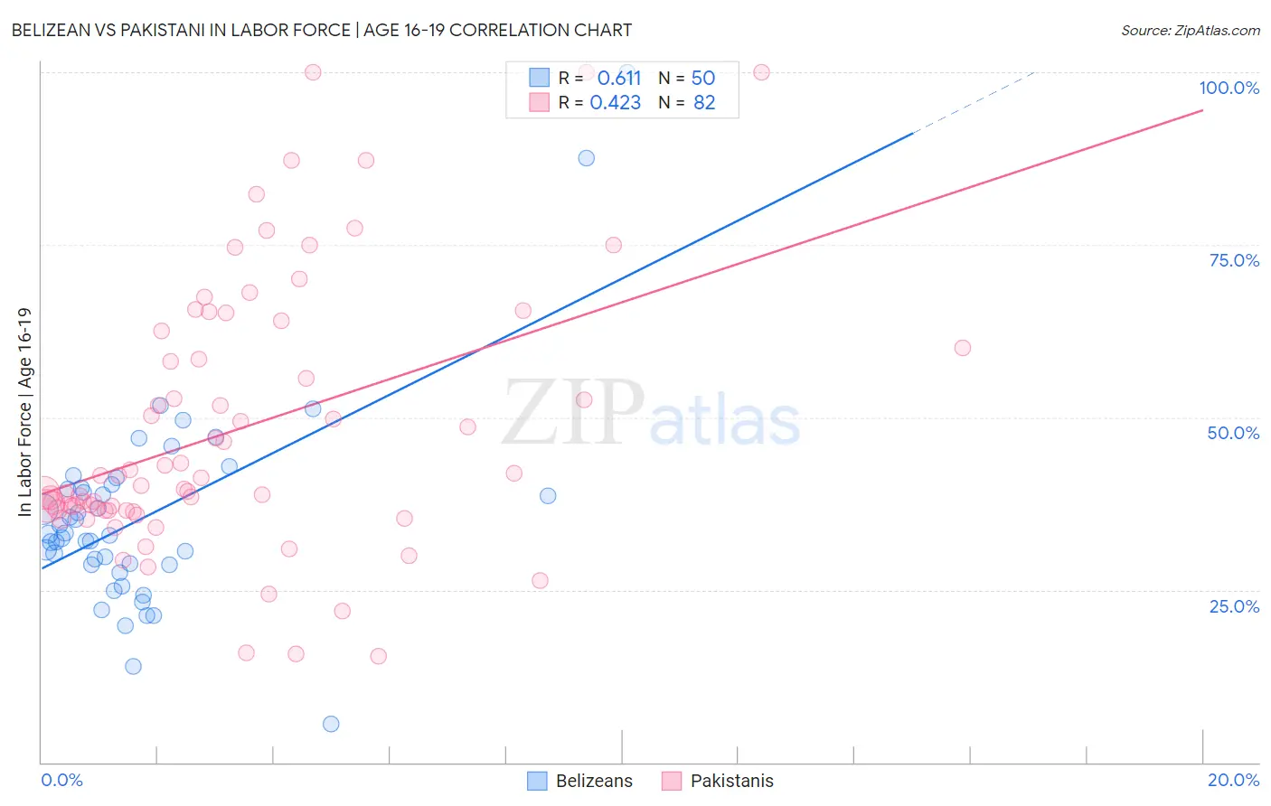Belizean vs Pakistani In Labor Force | Age 16-19
