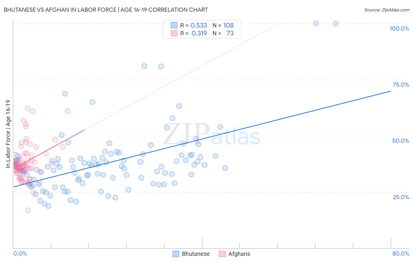 Bhutanese vs Afghan In Labor Force | Age 16-19