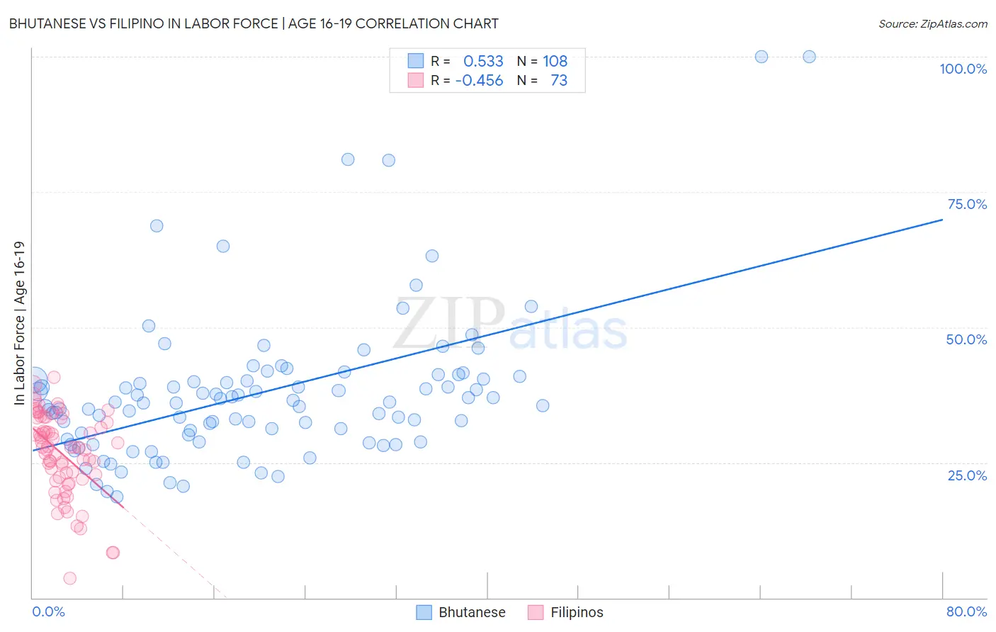 Bhutanese vs Filipino In Labor Force | Age 16-19